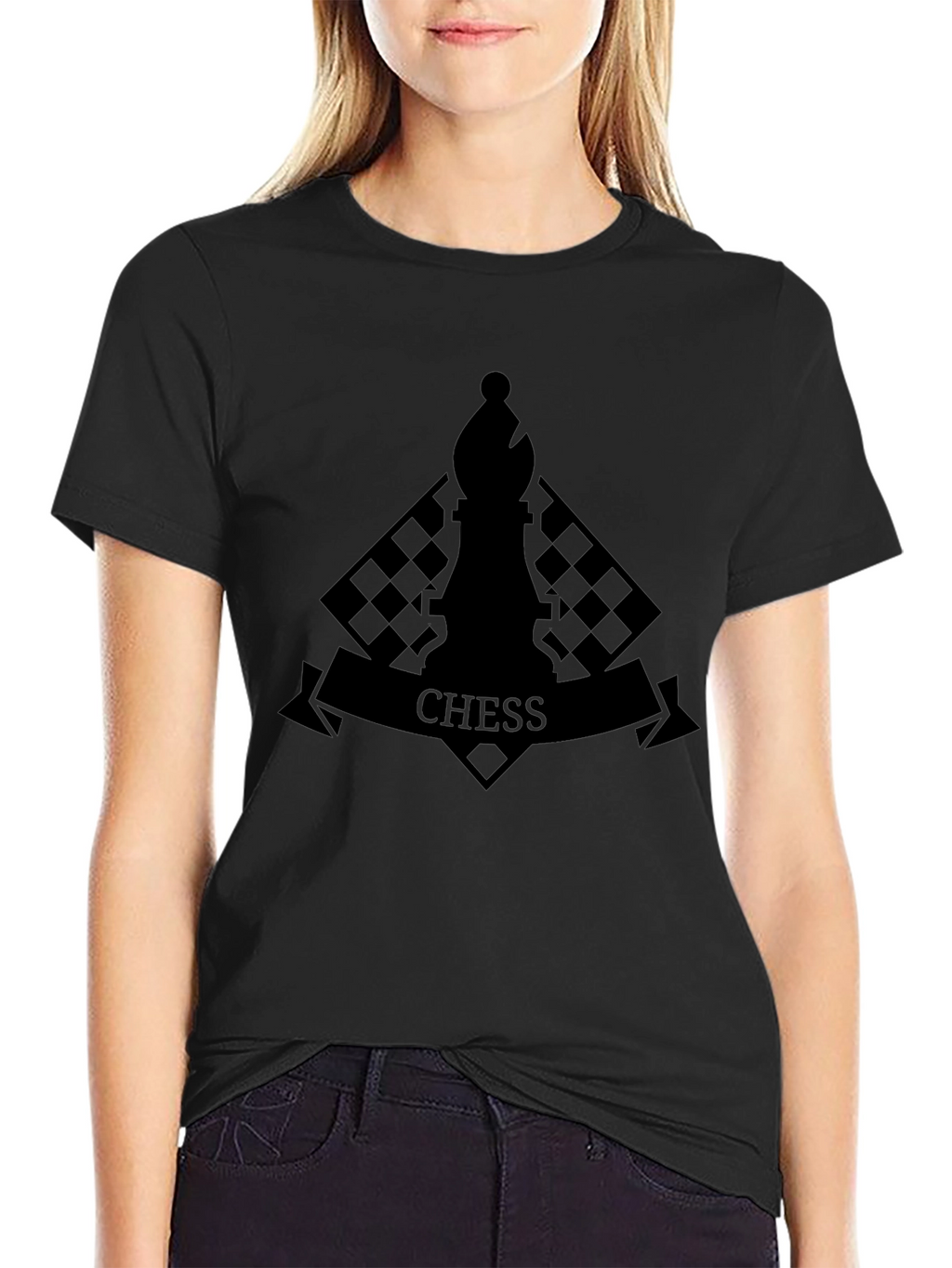 Chess Emblem Graphic T-Shirt - Black