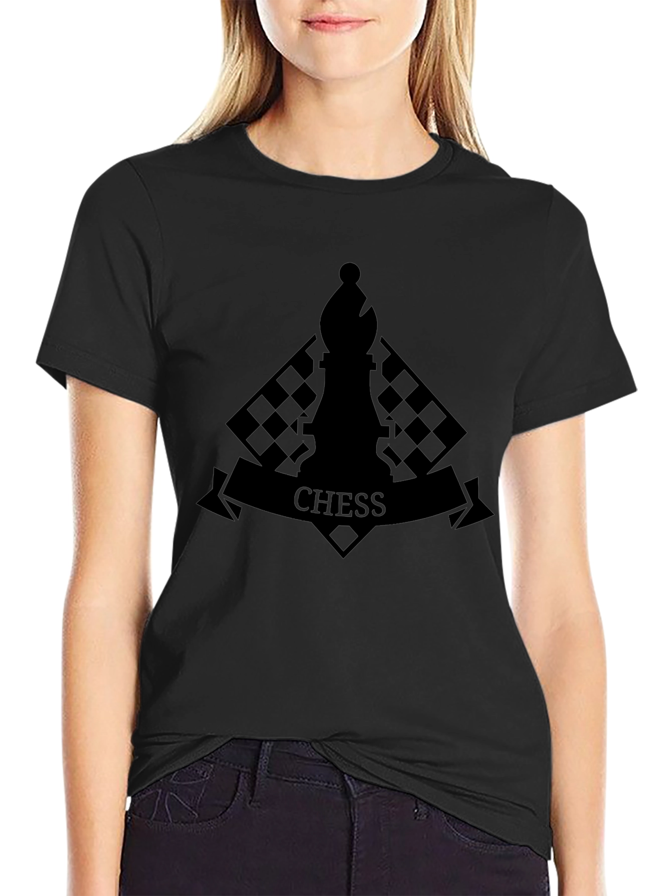 Chess Emblem Graphic T-Shirt - Black