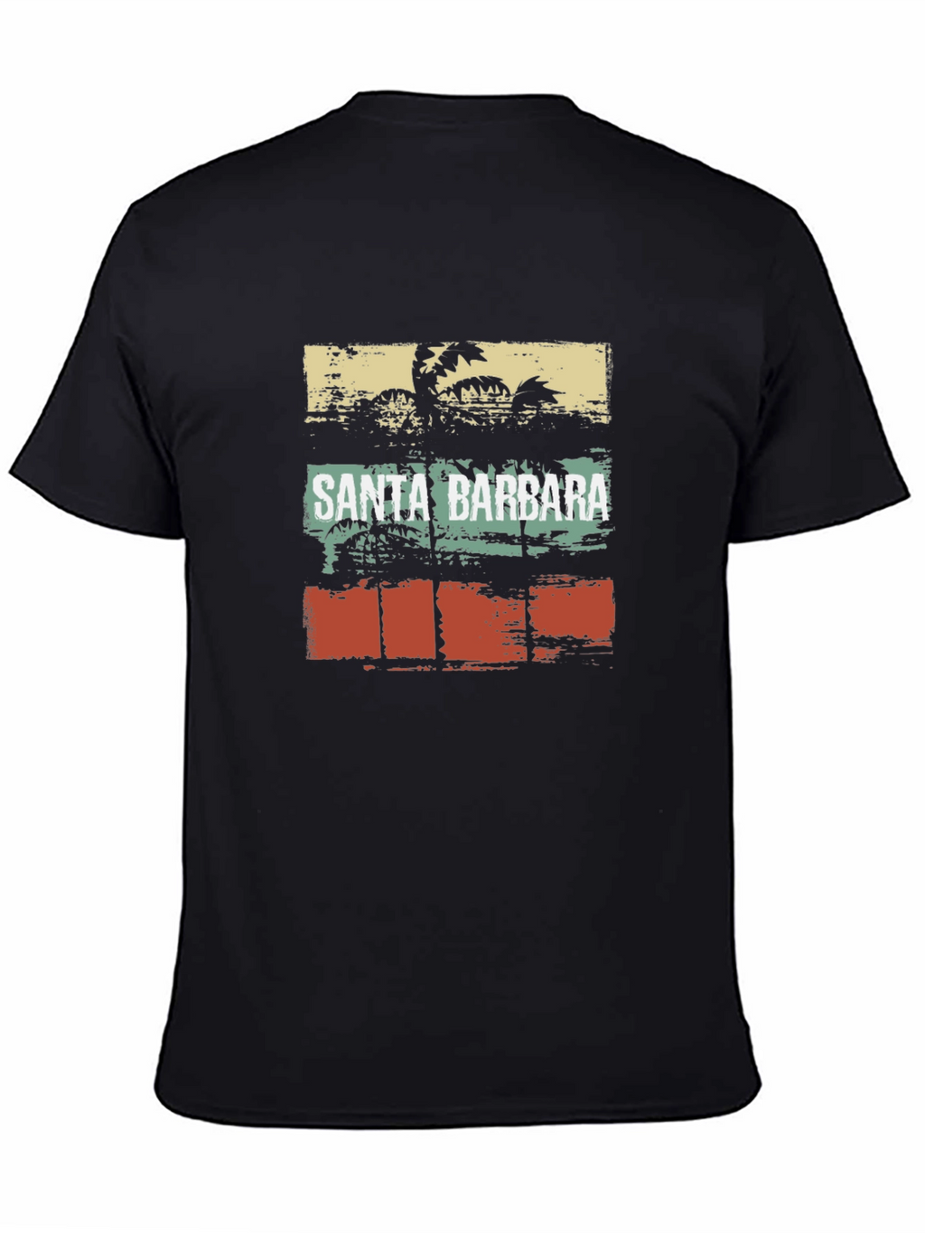 Santa Barbara Palm Tree Black T-Shirt