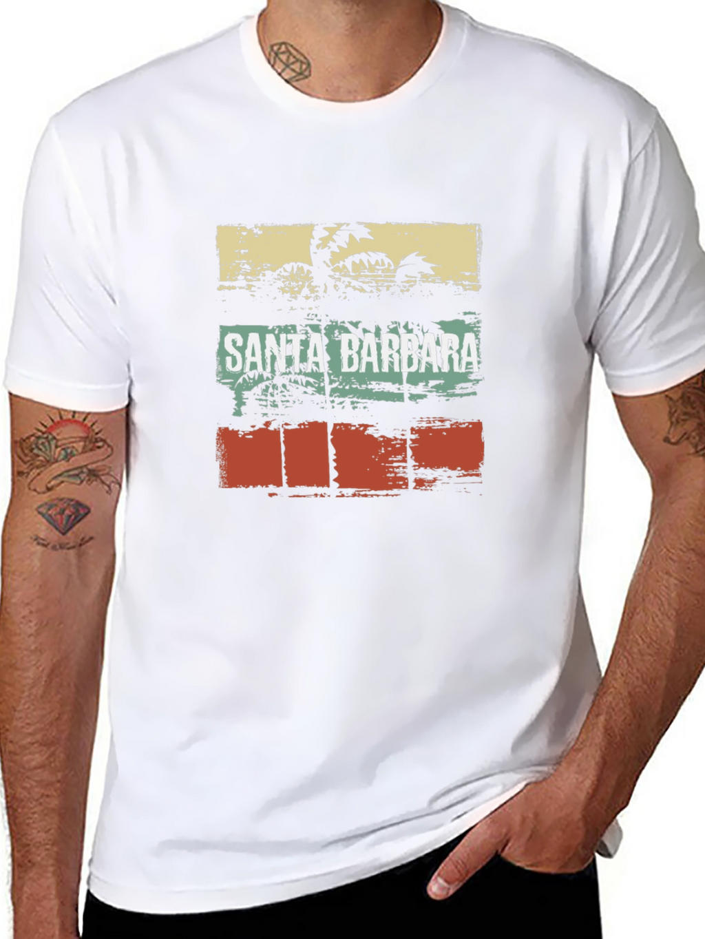 Santa Barbara Palm Tree Black T-Shirt