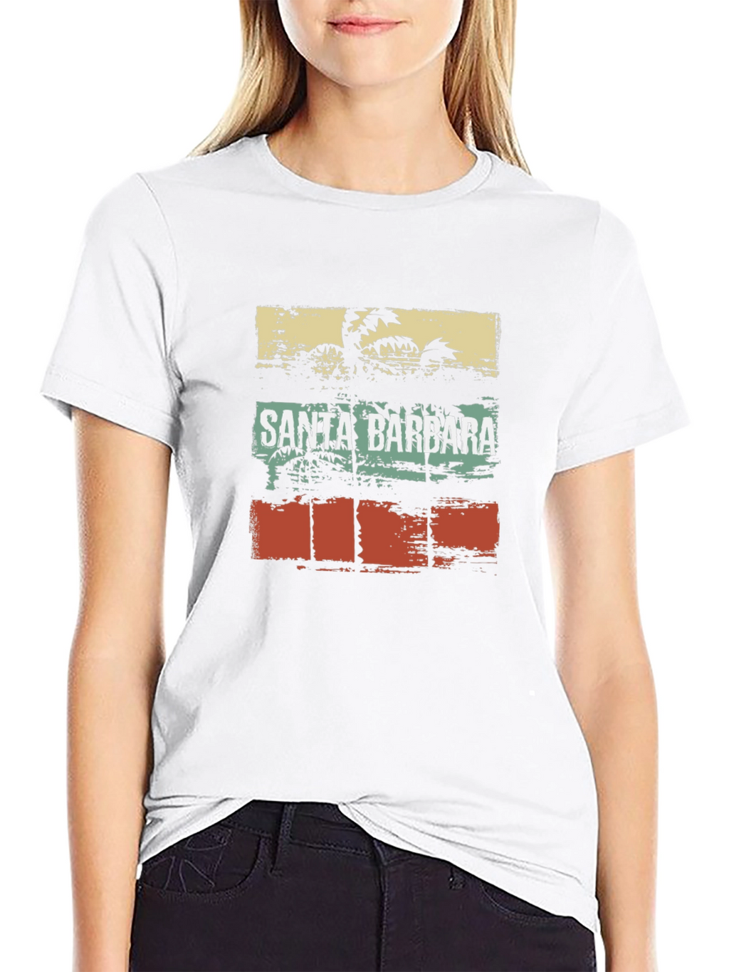 Santa Barbara Palm Tree Black T-Shirt