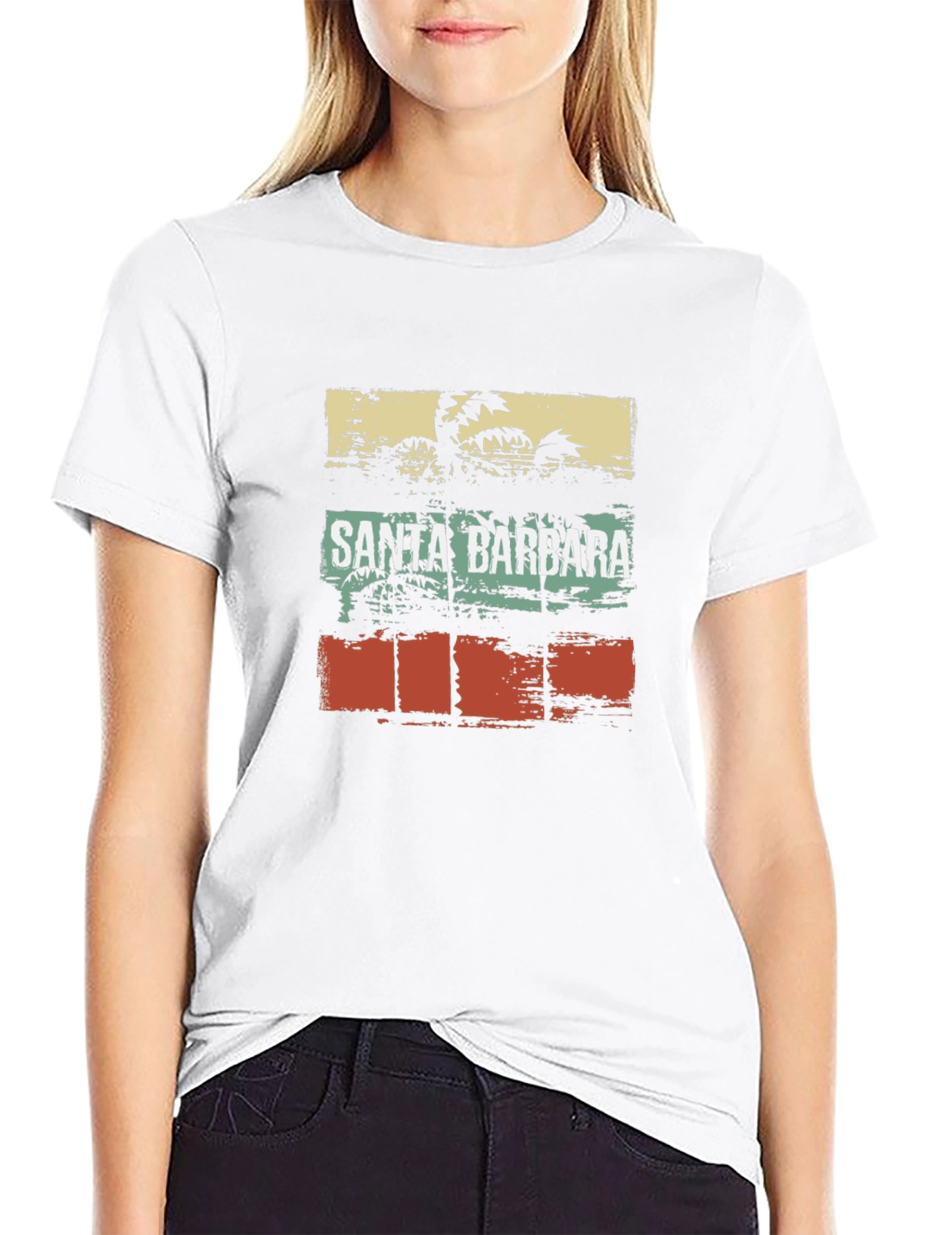 Santa Barbara Palm Tree Black T-Shirt