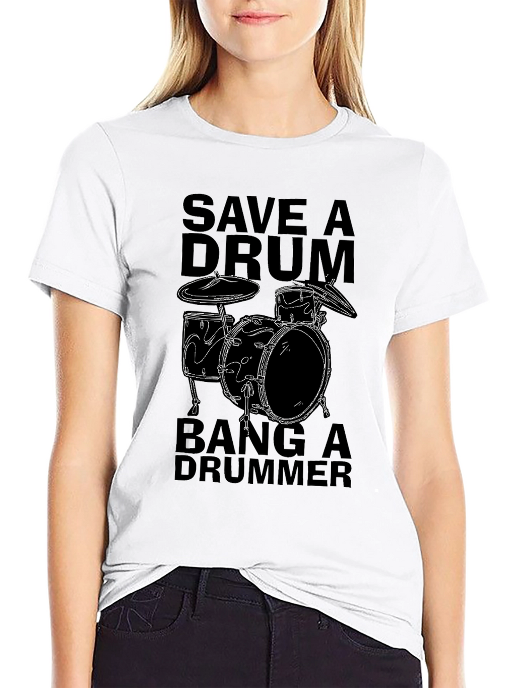 Save a Drum Bang a Drummer Black T-Shirt