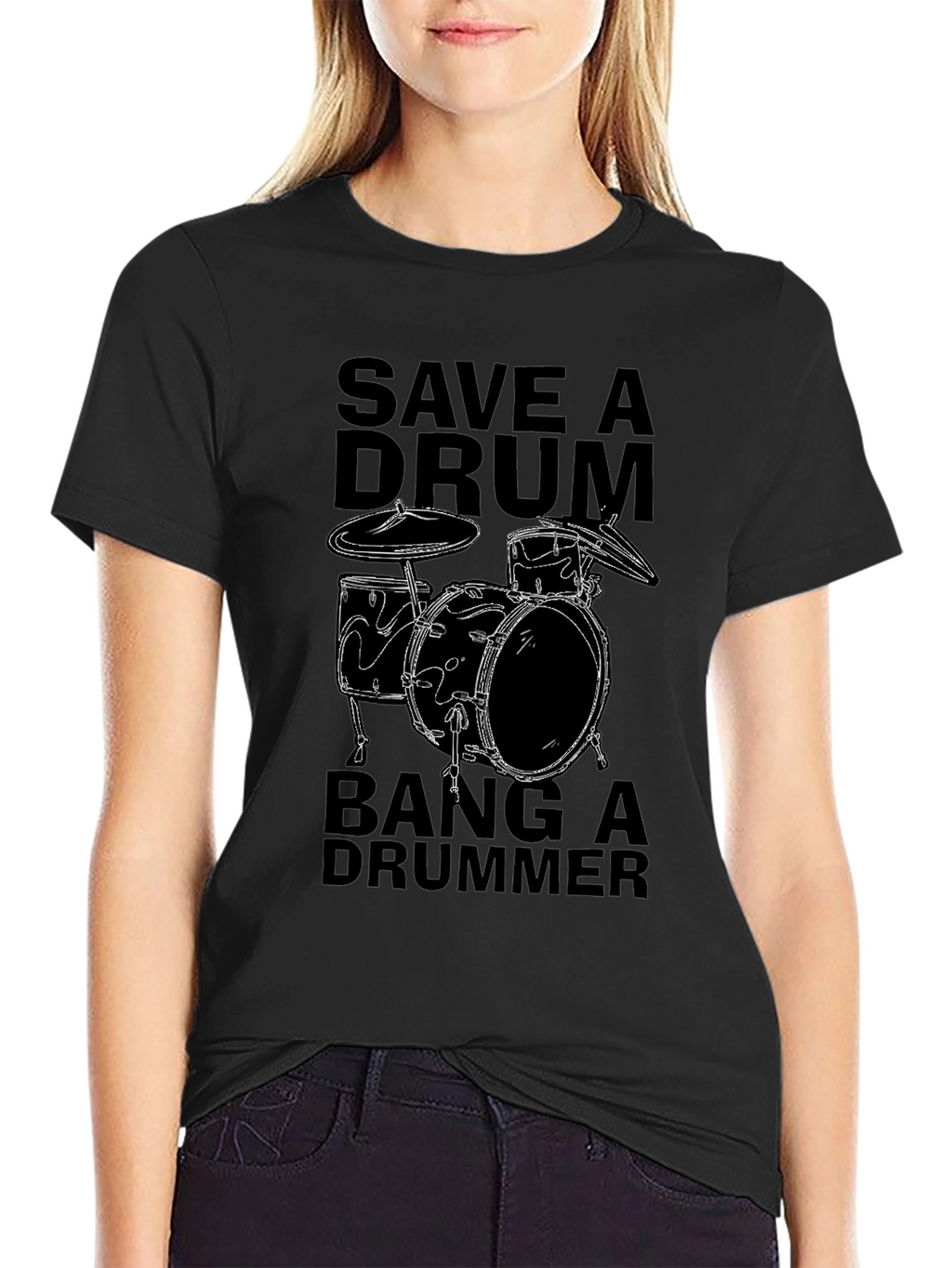 Save a Drum Bang a Drummer Black T-Shirt