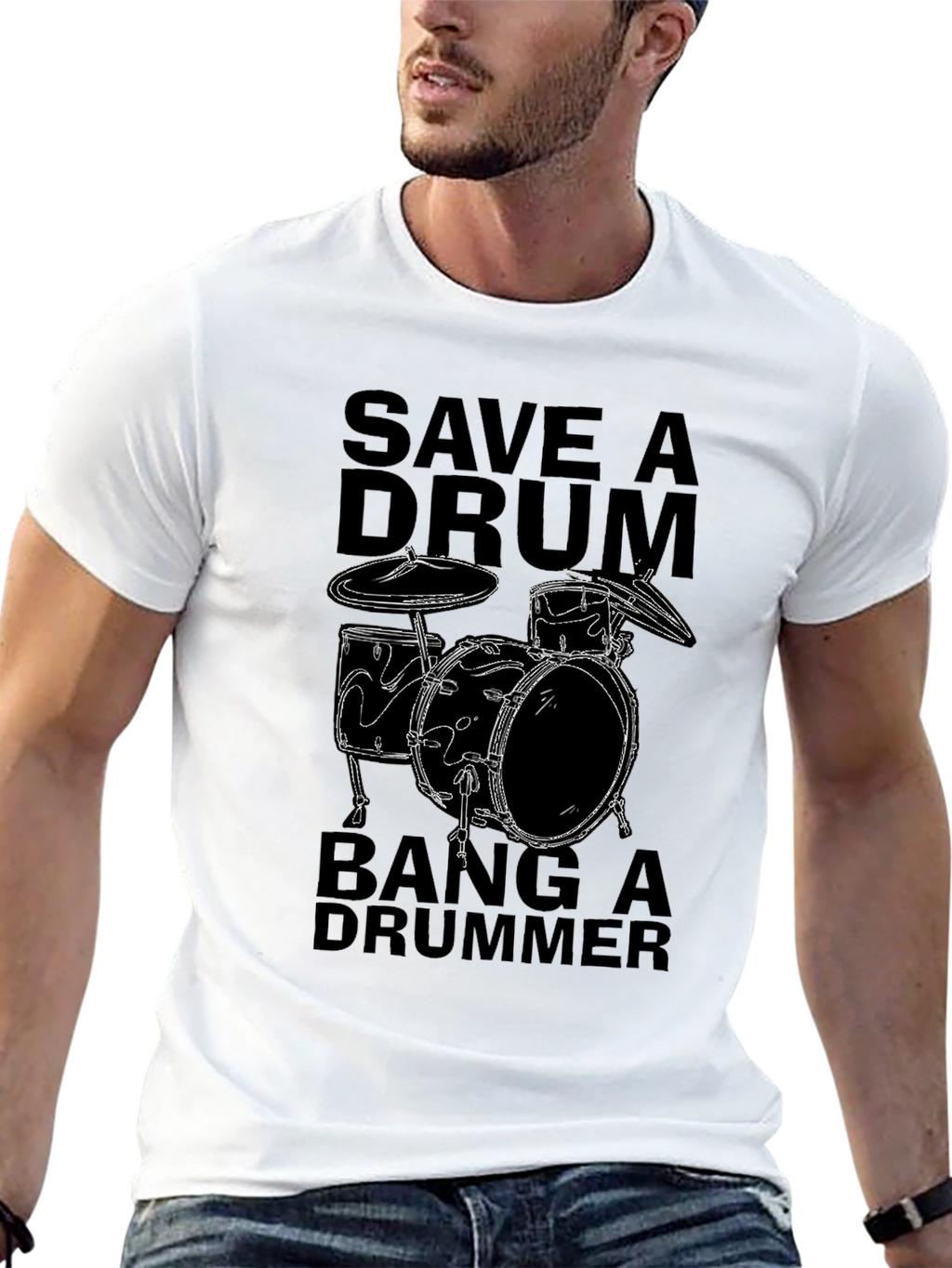 Save a Drum Bang a Drummer Black T-Shirt