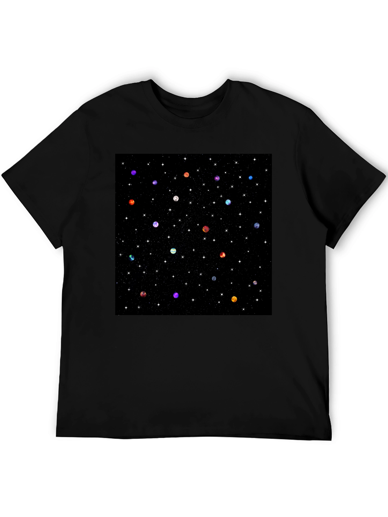 Galaxy Planet Print Crew Neck T-Shirt