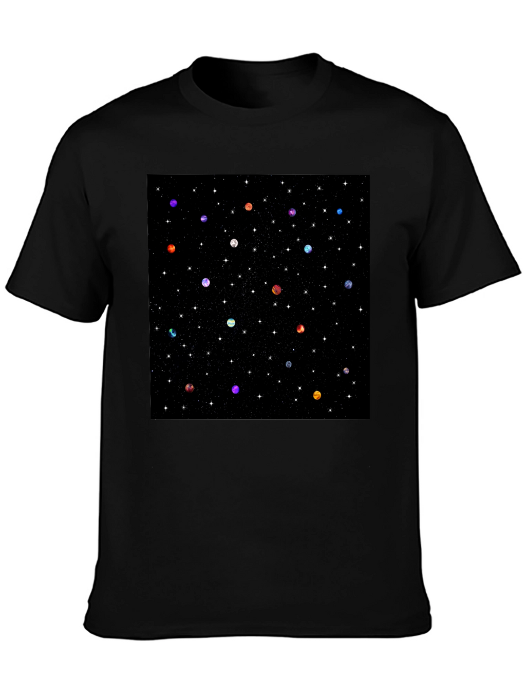 Galaxy Planet Print Crew Neck T-Shirt