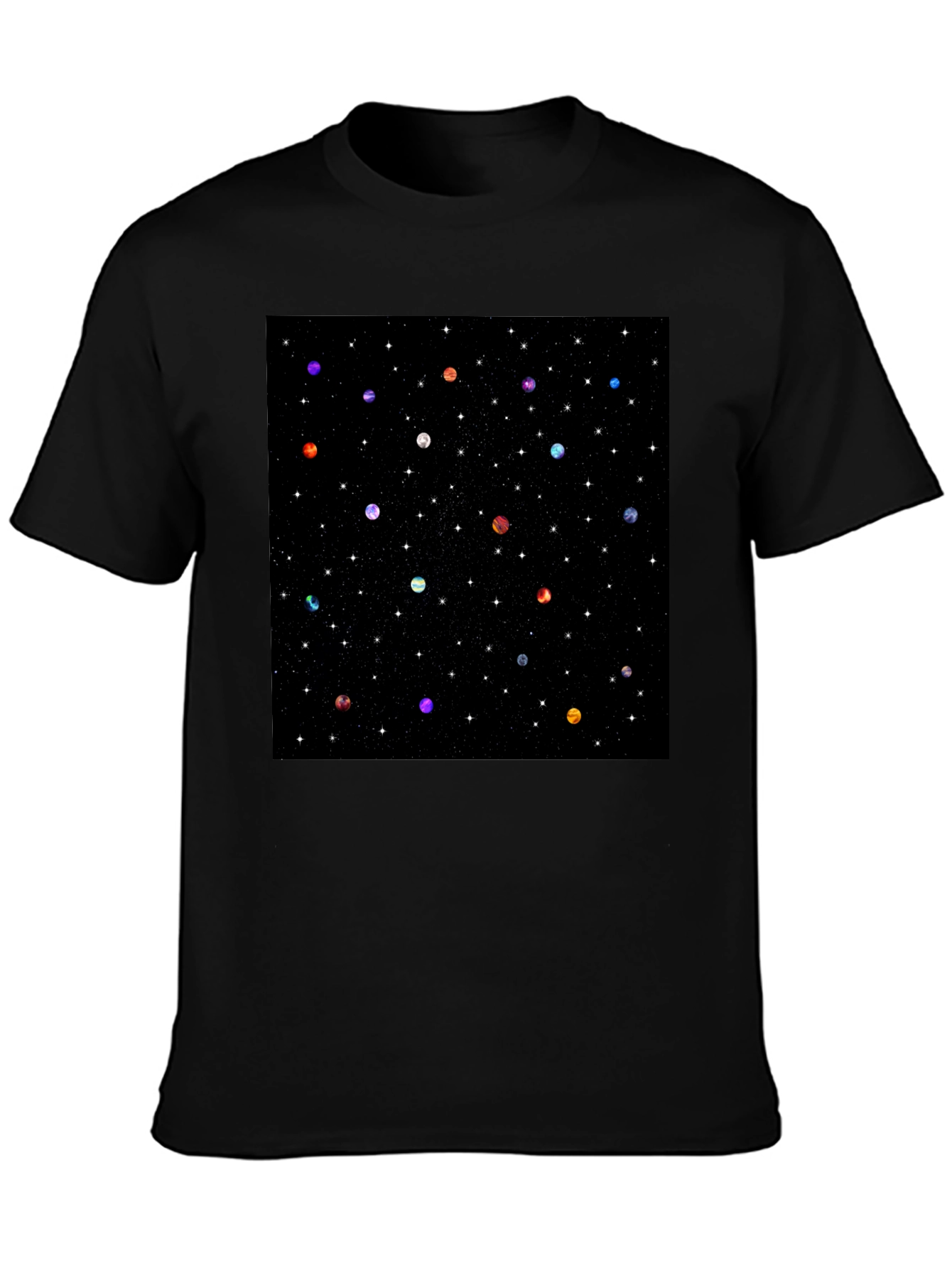 Galaxy Planet Print Crew Neck T-Shirt