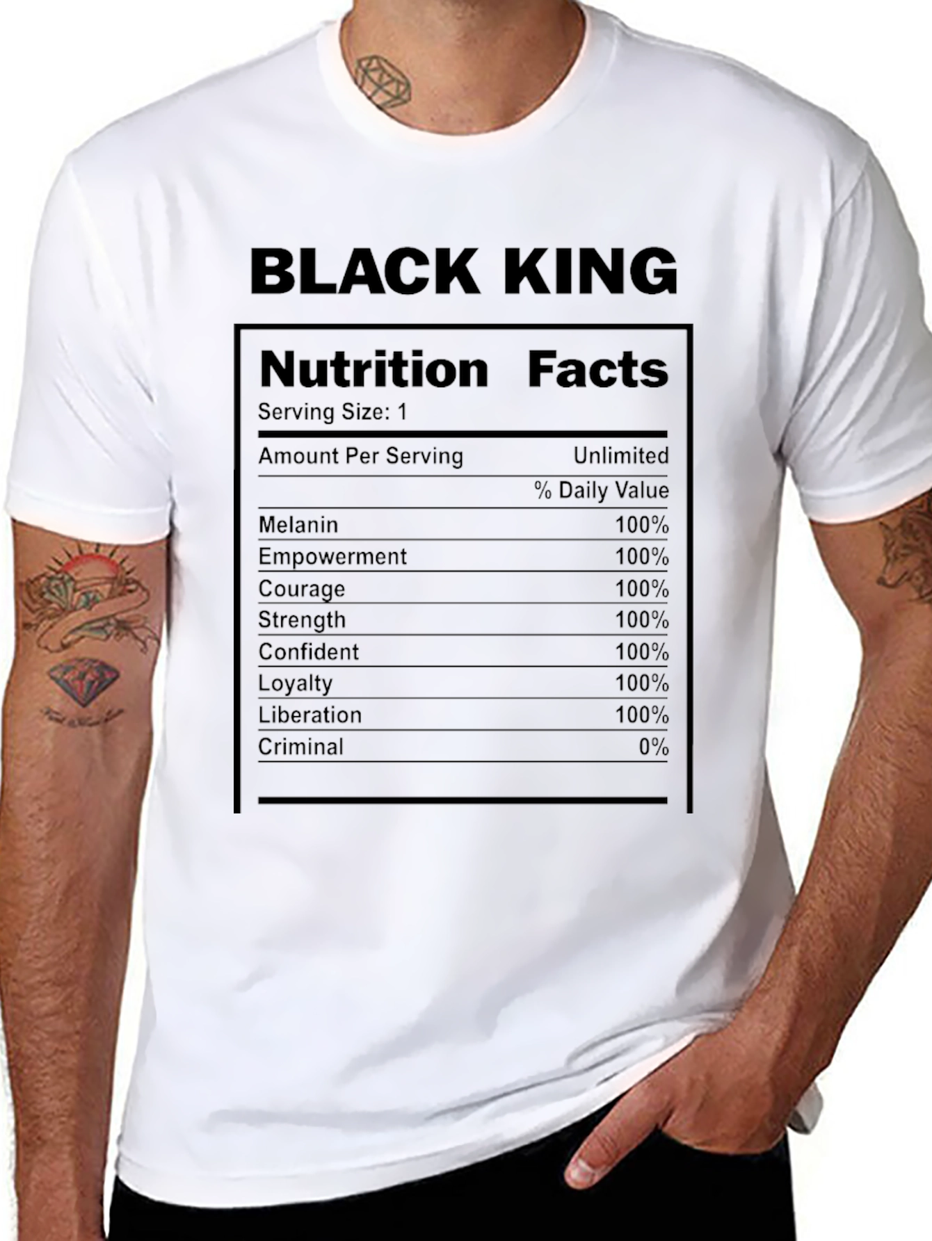 Black King Nutrition Facts T-Shirt