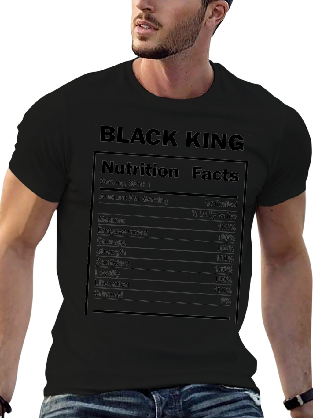 Black King Nutrition Facts T-Shirt