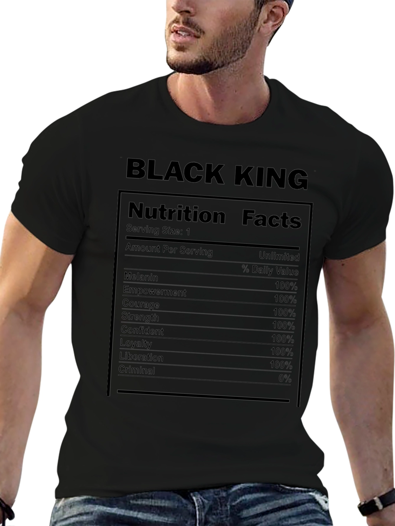Black King Nutrition Facts T-Shirt