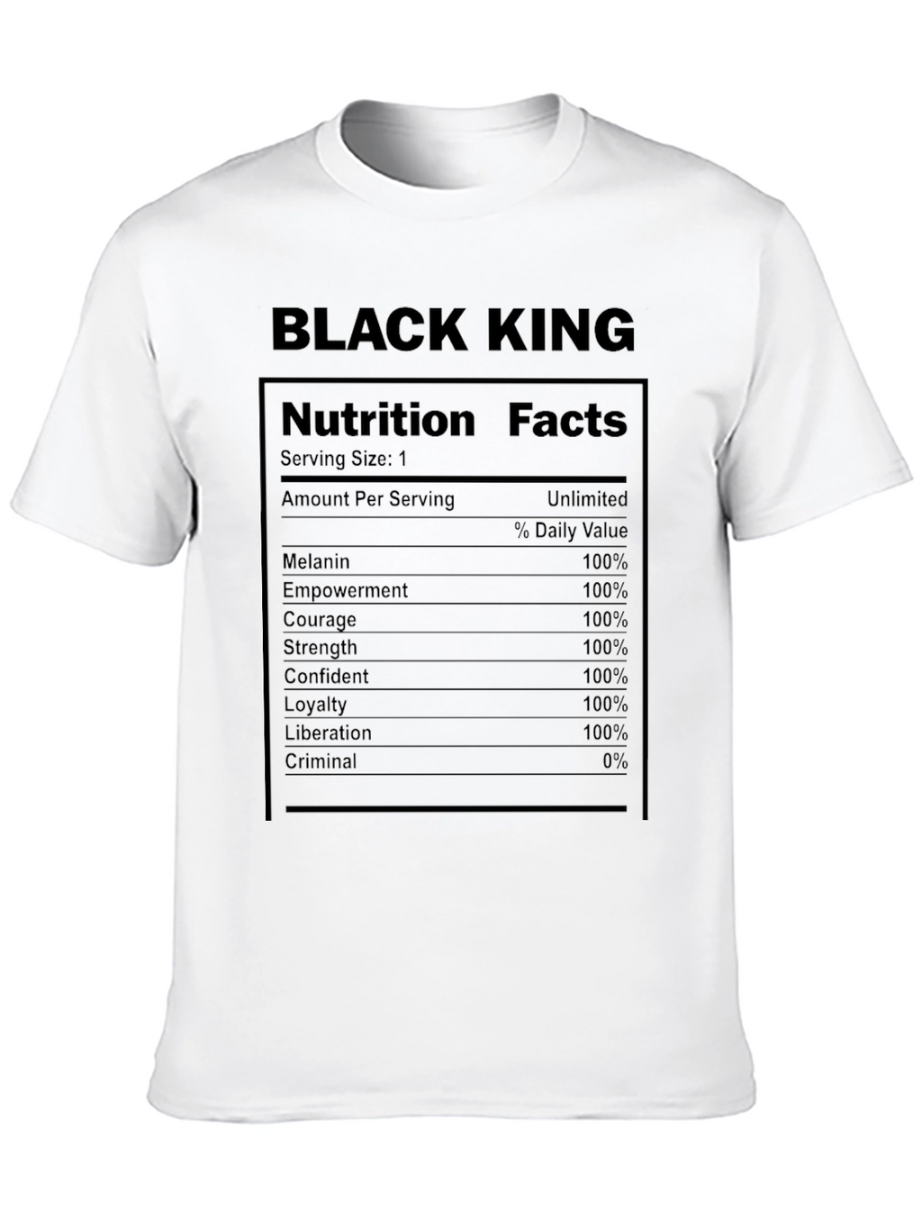Black King Nutrition Facts T-Shirt