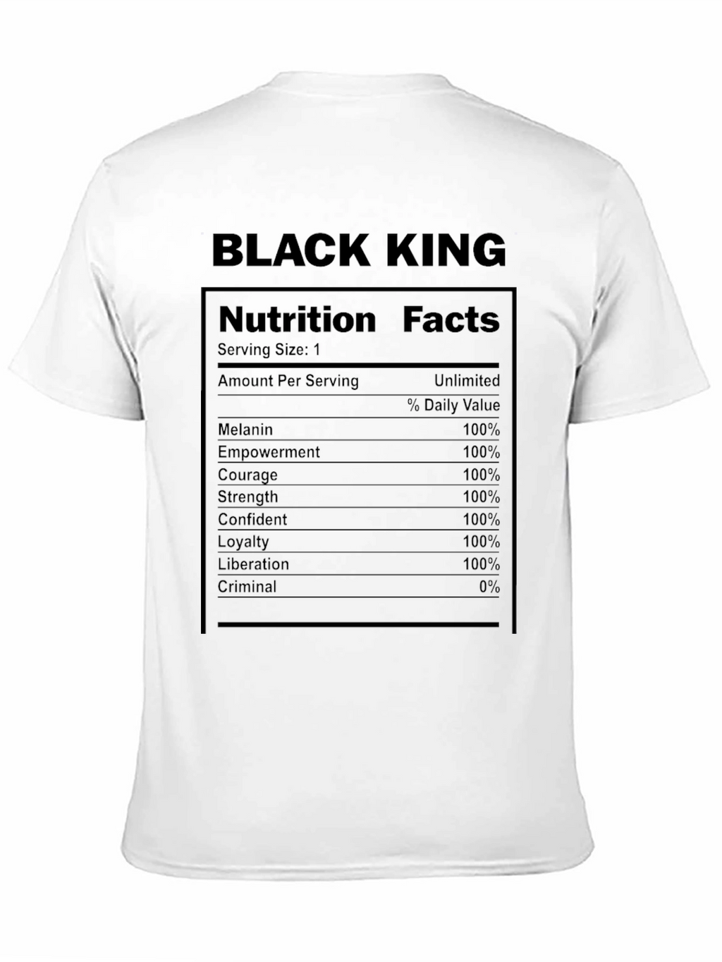 Black King Nutrition Facts T-Shirt