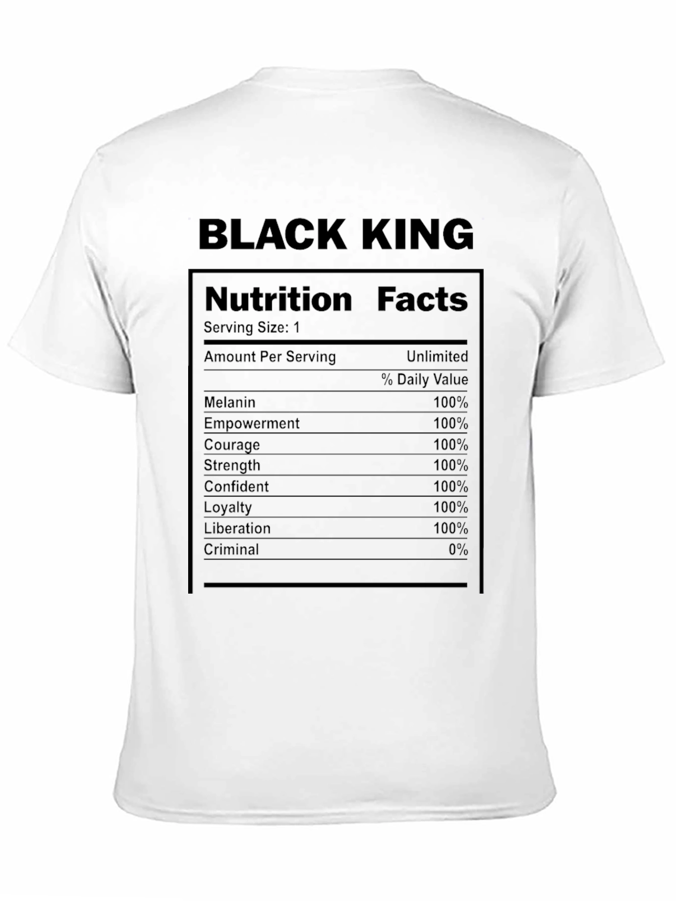 Black King Nutrition Facts T-Shirt