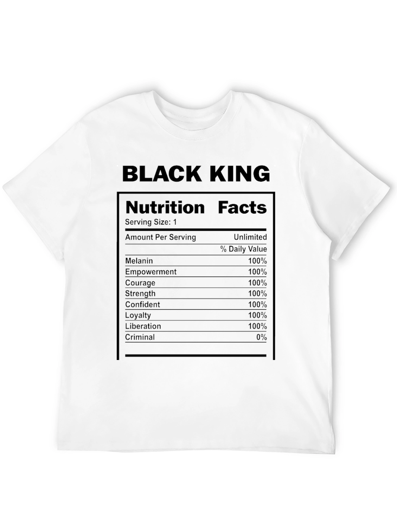 Black King Nutrition Facts T-Shirt