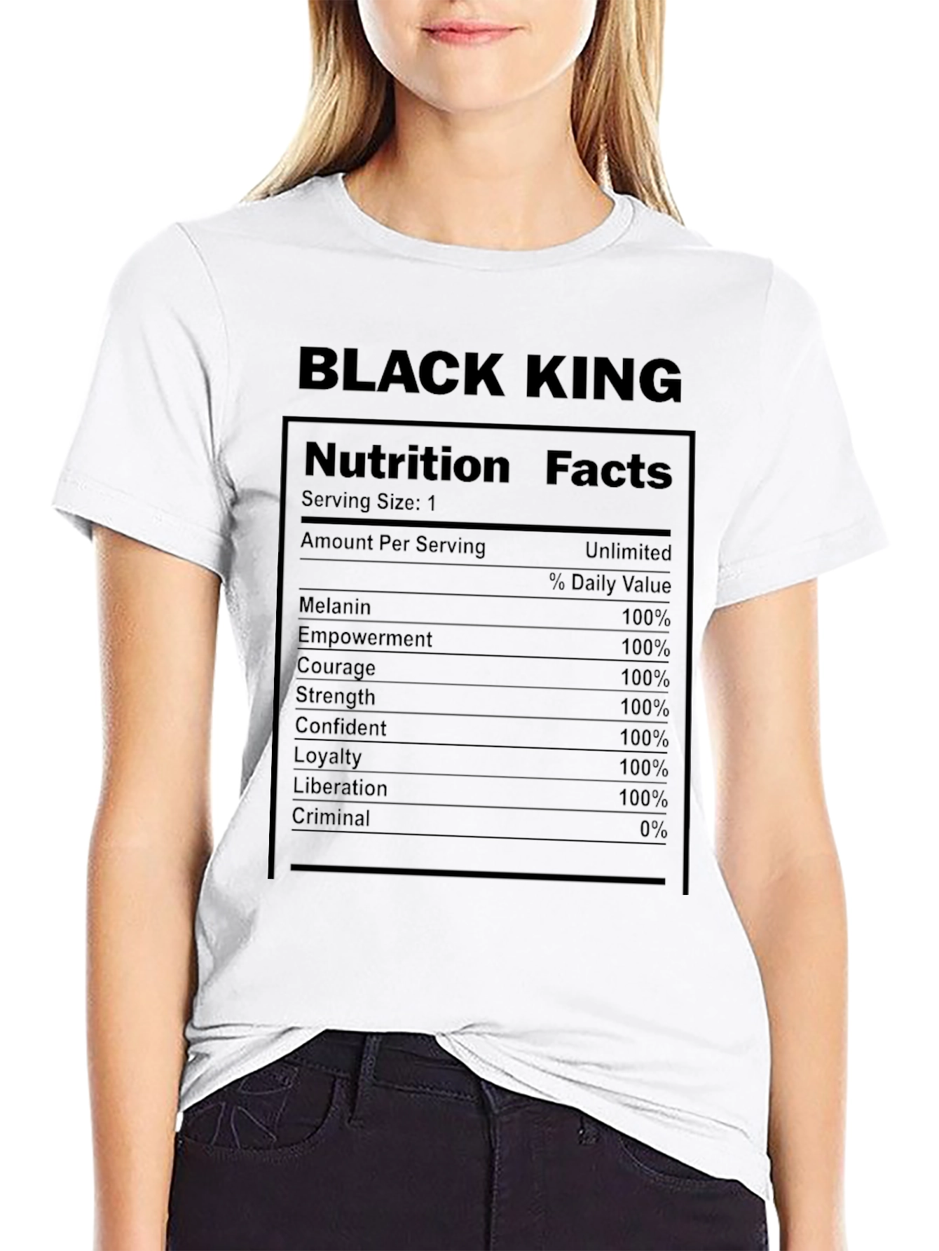 Black King Nutrition Facts T-Shirt