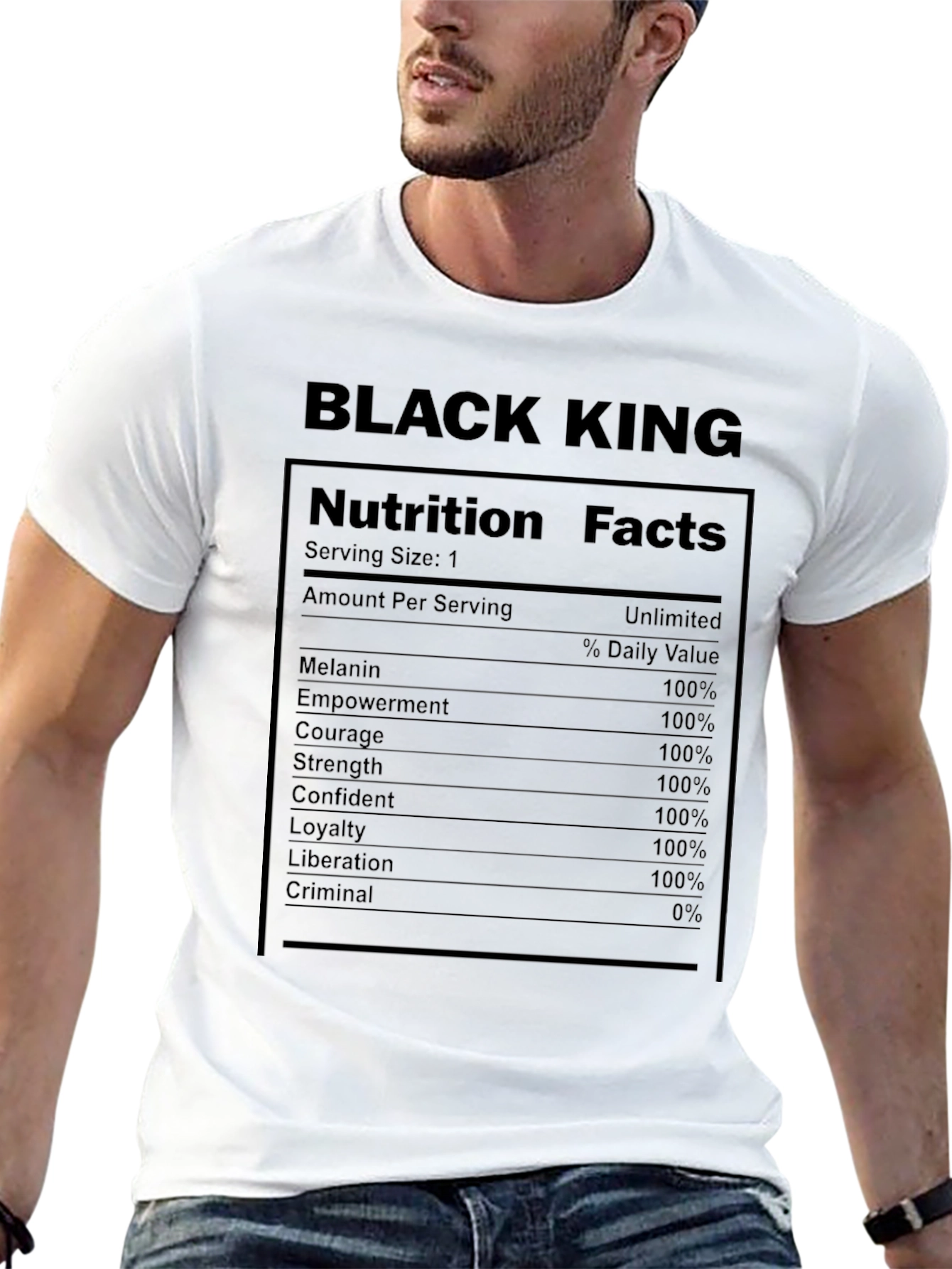Black King Nutrition Facts T-Shirt