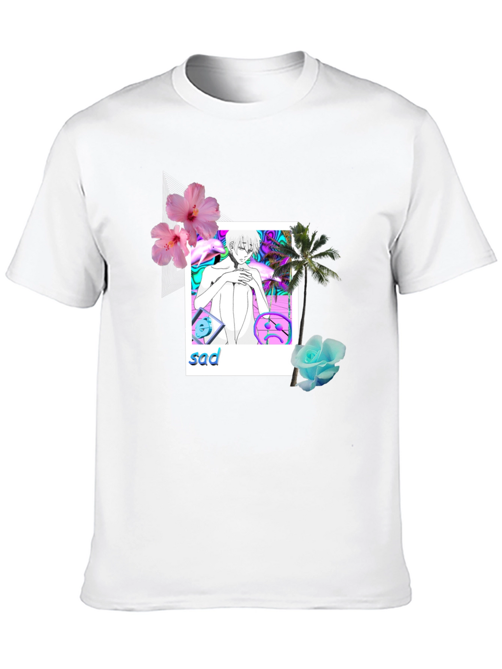 Aesthetic Sad Anime Graphic Tee - Black