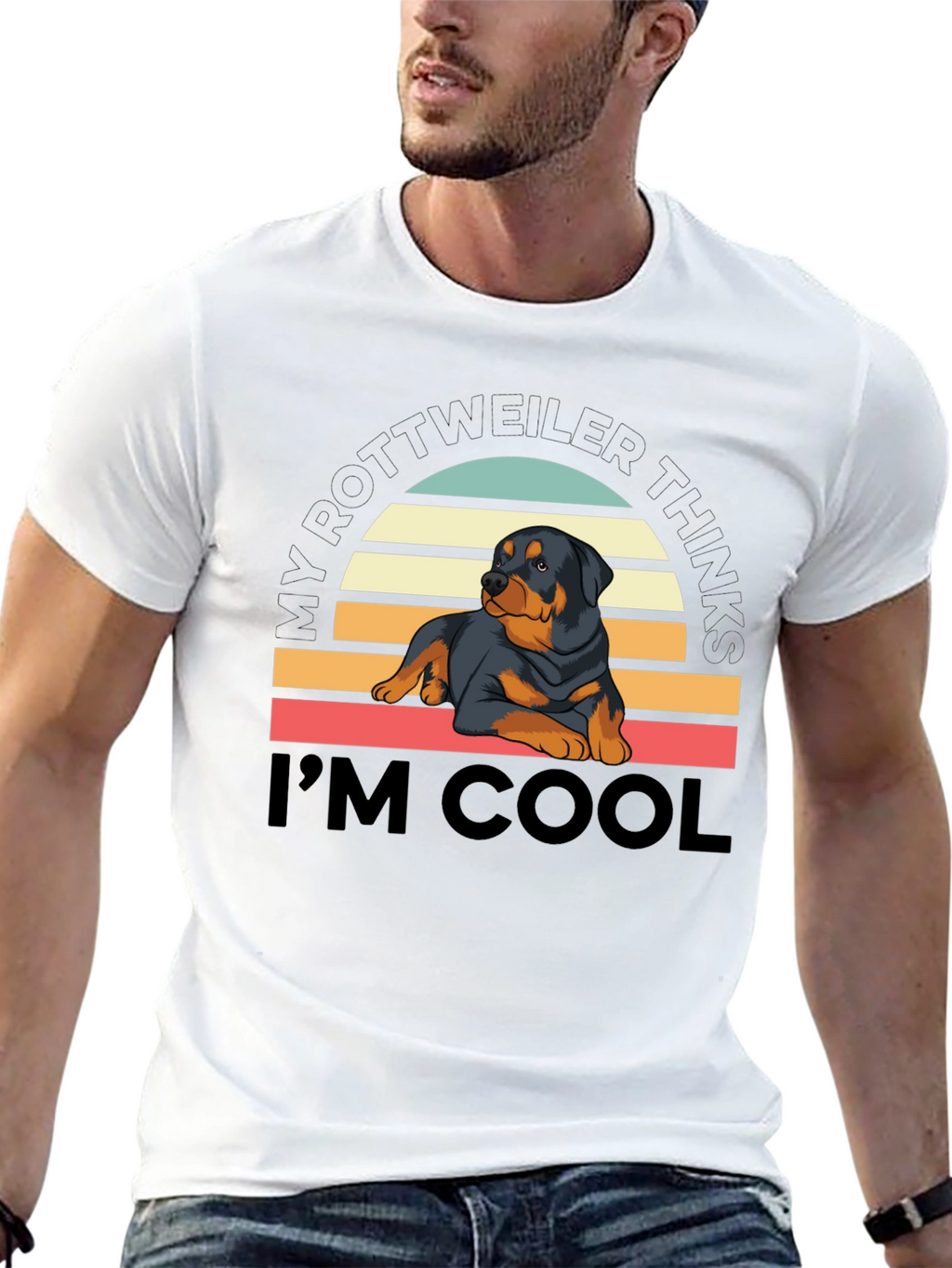Cool Rottweiler Sunset T-Shirt – Vintage Dog Lover Graphic Tee