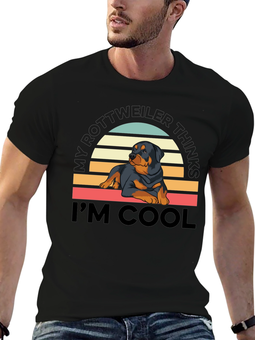 Cool Rottweiler Sunset T-Shirt – Vintage Dog Lover Graphic Tee