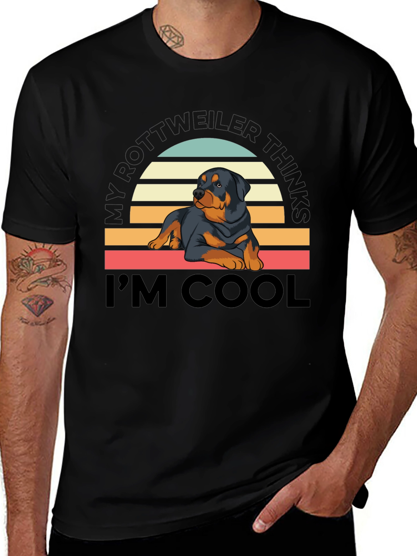 Cool Rottweiler Sunset T-Shirt – Vintage Dog Lover Graphic Tee