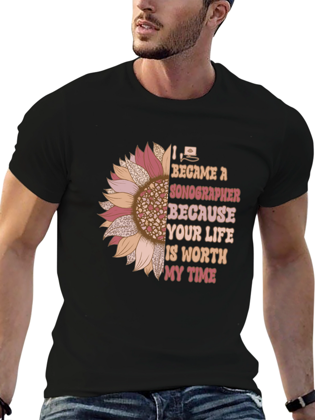 Sonographer Sunflower Graphic T-Shirt
