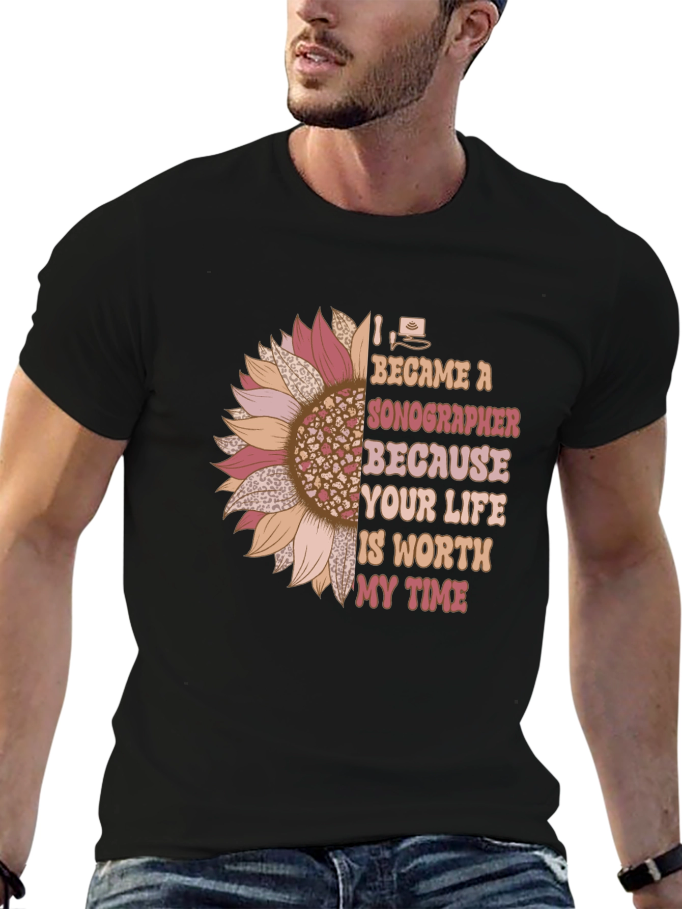 Sonographer Sunflower Graphic T-Shirt
