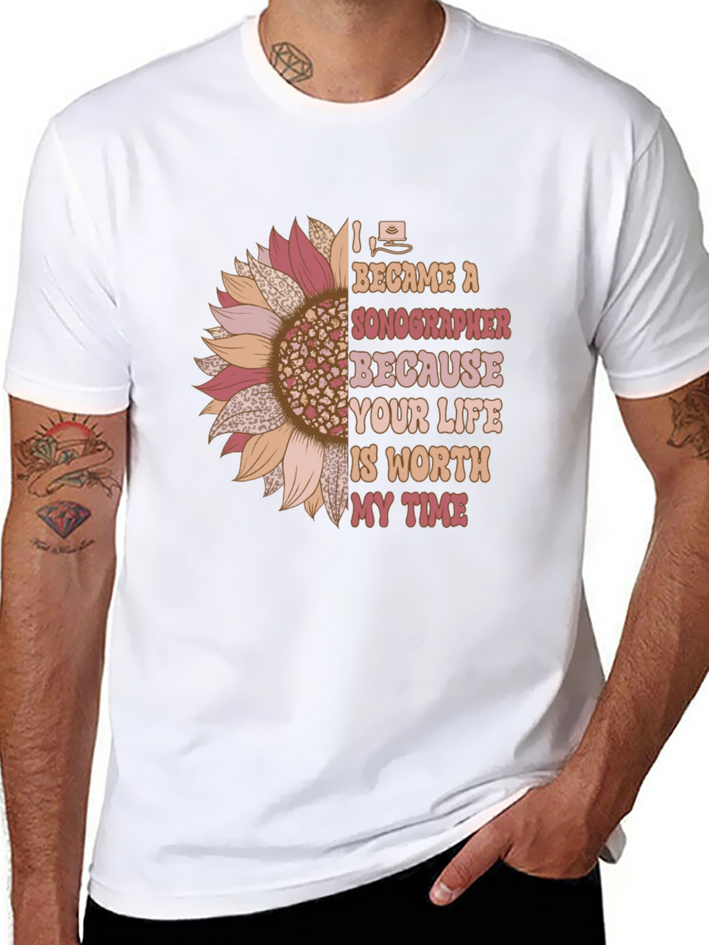 Sonographer Sunflower Graphic T-Shirt