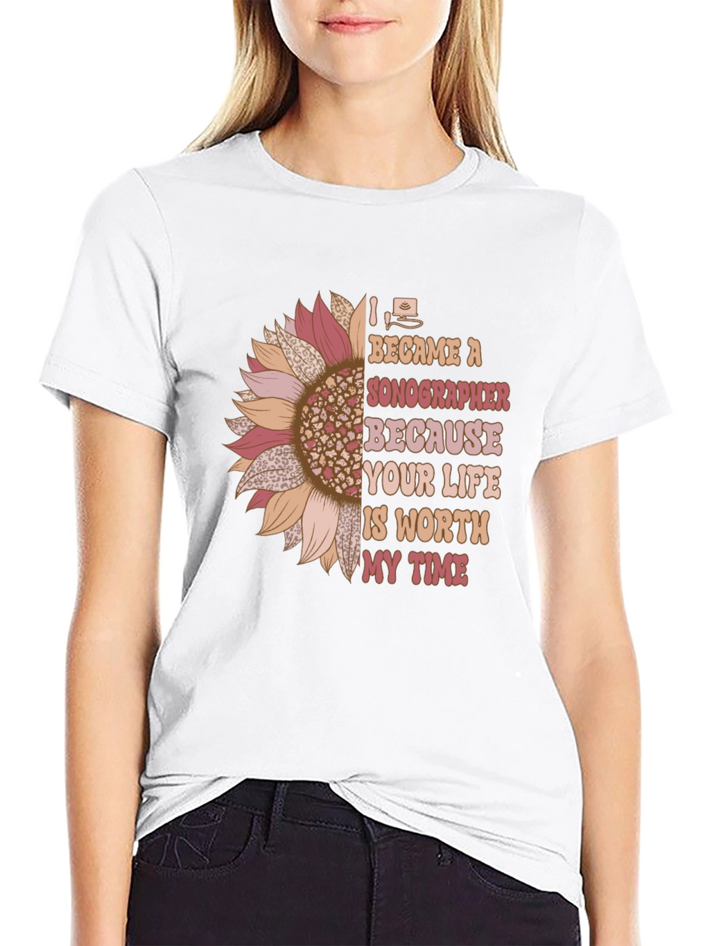 Sonographer Sunflower Graphic T-Shirt
