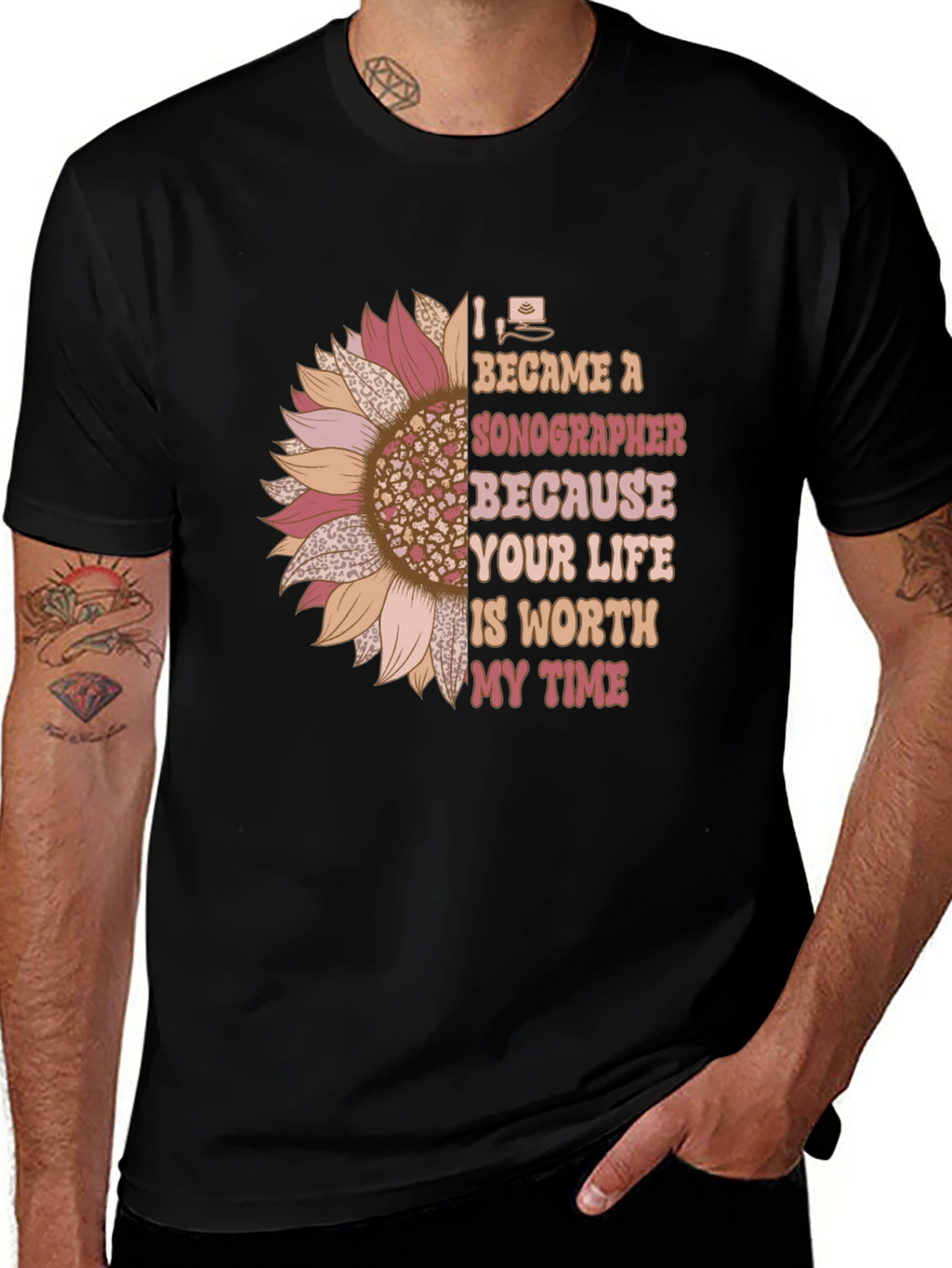 Sonographer Sunflower Graphic T-Shirt