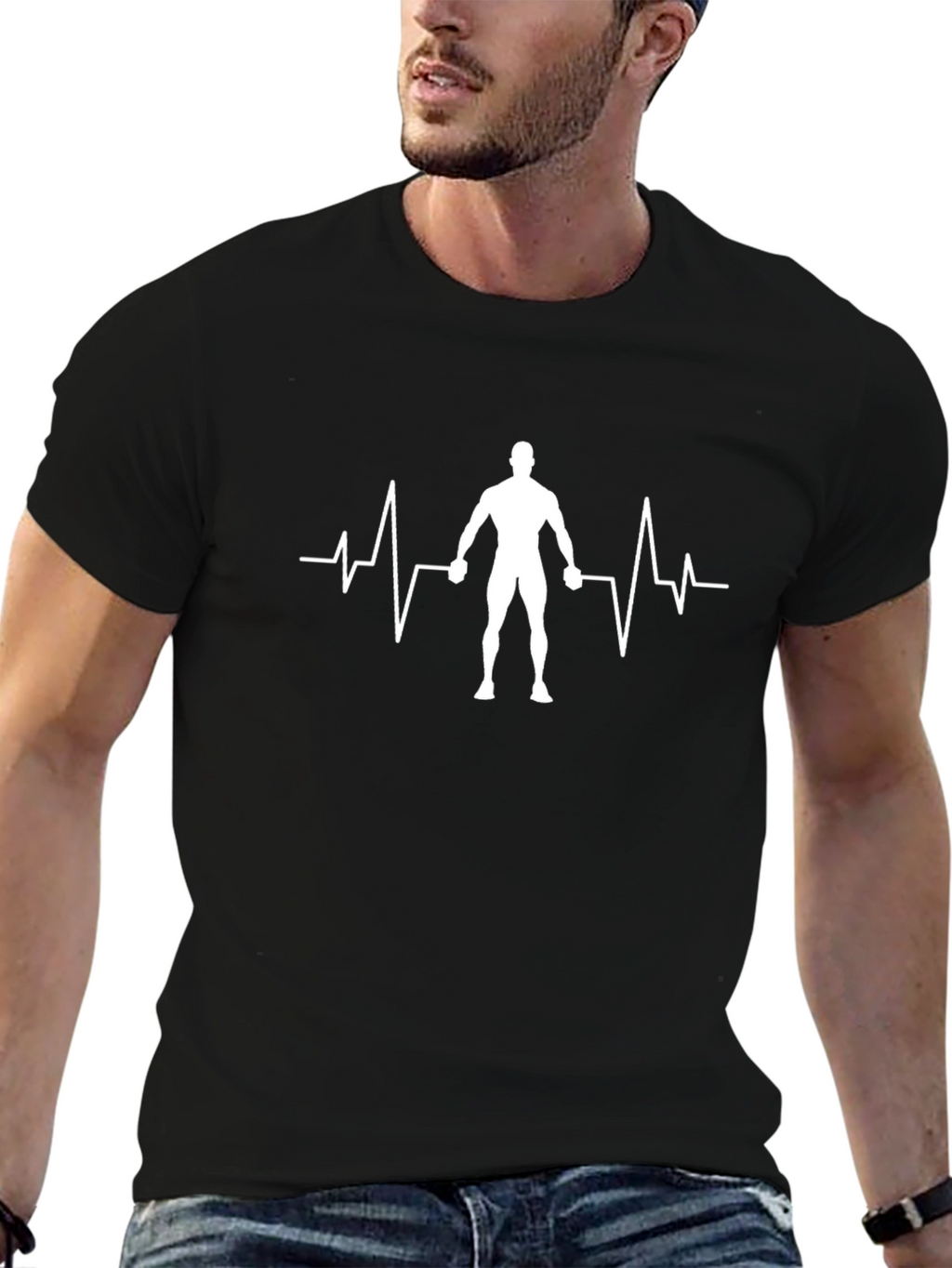 Fitness Heartbeat T-Shirt - Black