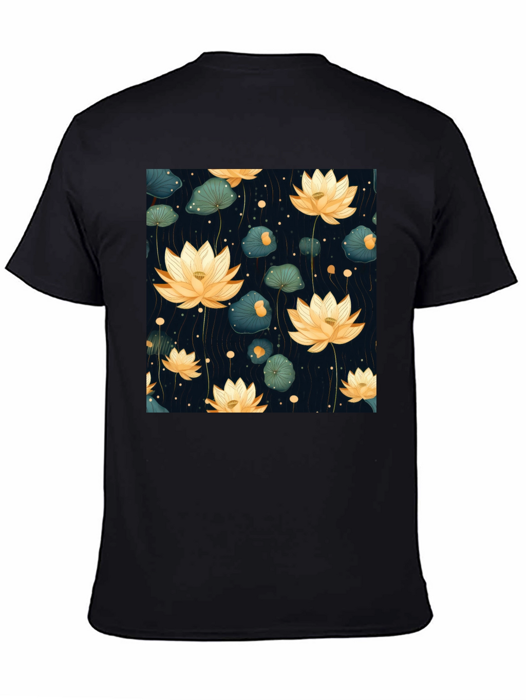 Lotus Flower Graphic Tee - Stylish Black T-Shirt
