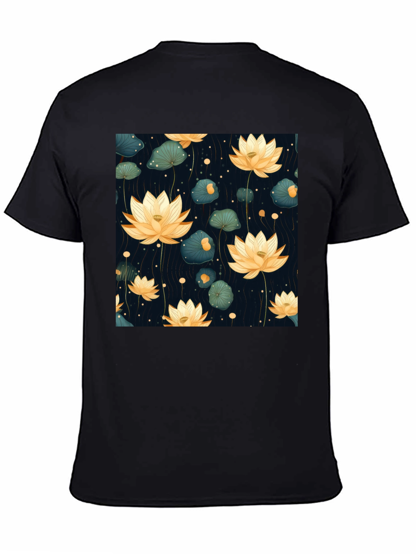 Lotus Flower Graphic Tee - Stylish Black T-Shirt