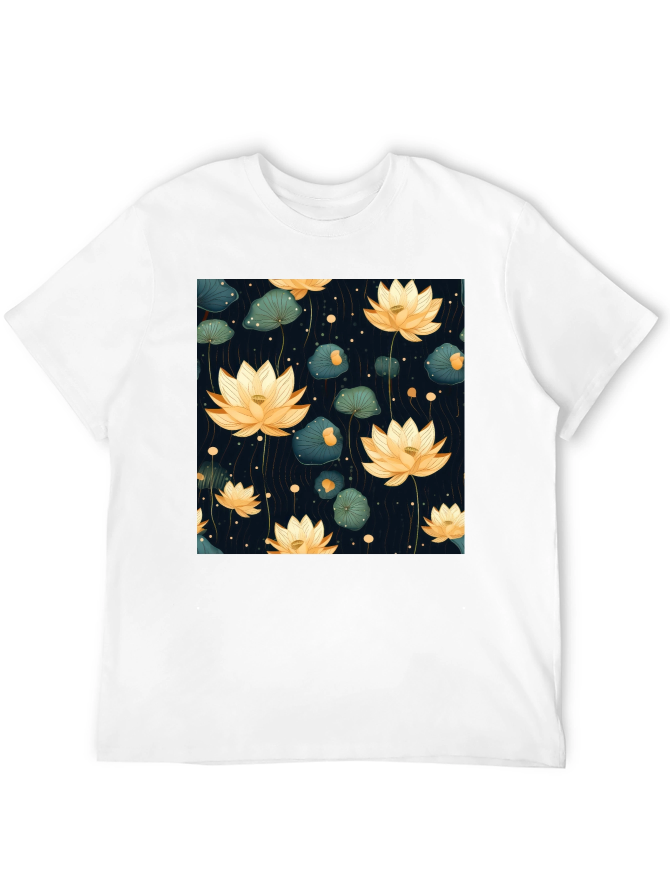 Lotus Flower Graphic Tee - Stylish Black T-Shirt