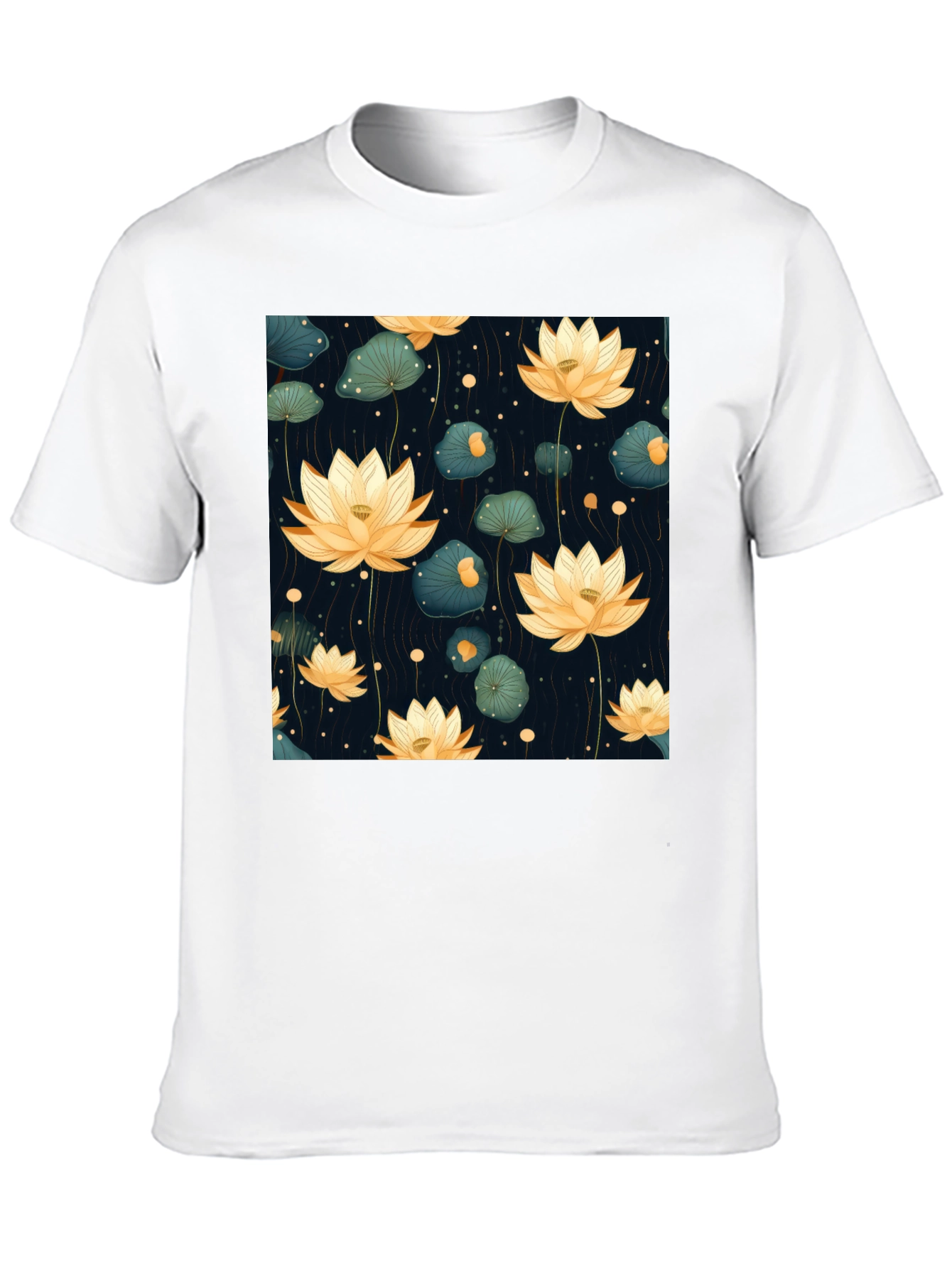 Lotus Flower Graphic Tee - Stylish Black T-Shirt