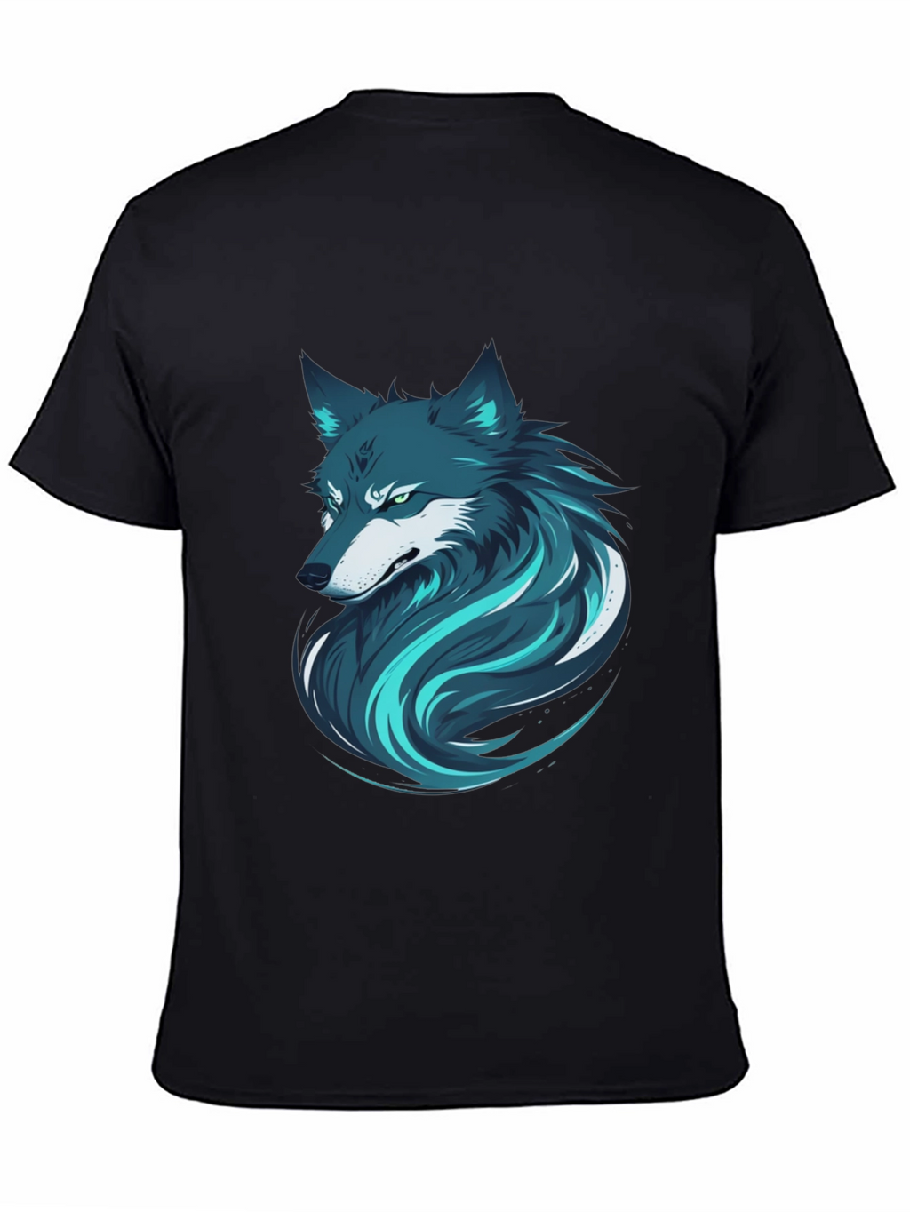 Stylish Wolf Graphic Print Black T-Shirt for Men