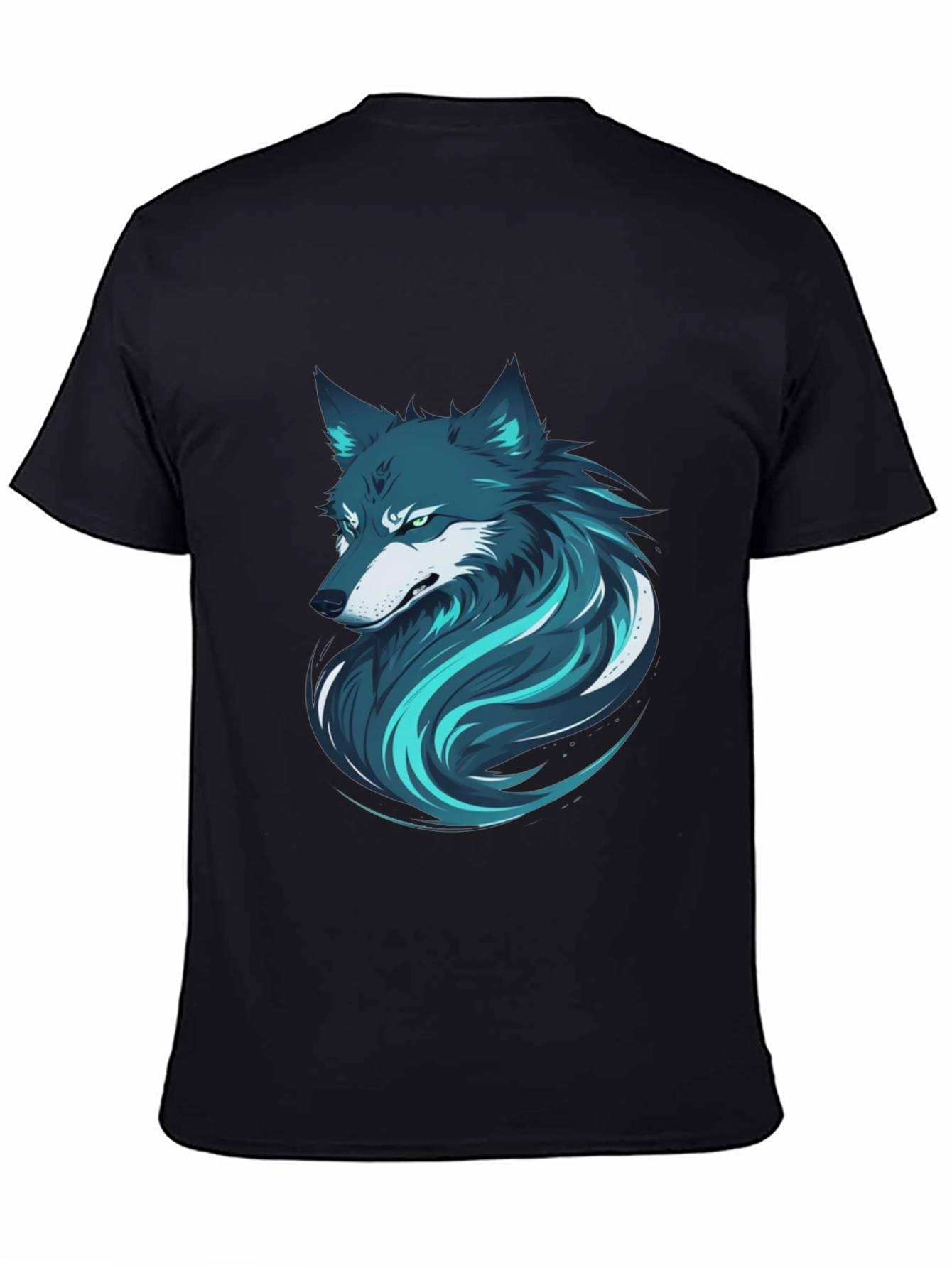 Stylish Wolf Graphic Print Black T-Shirt for Men