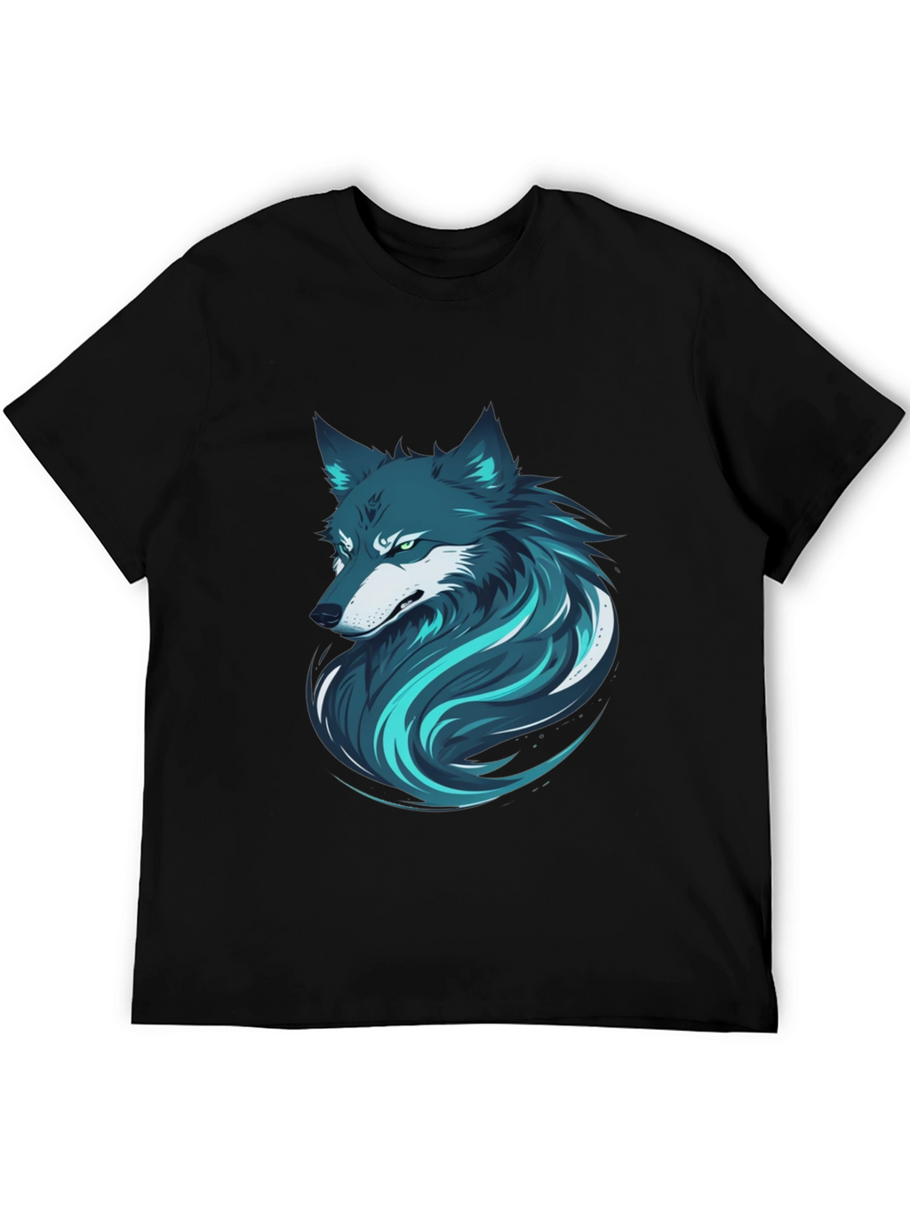 Stylish Wolf Graphic Print Black T-Shirt for Men