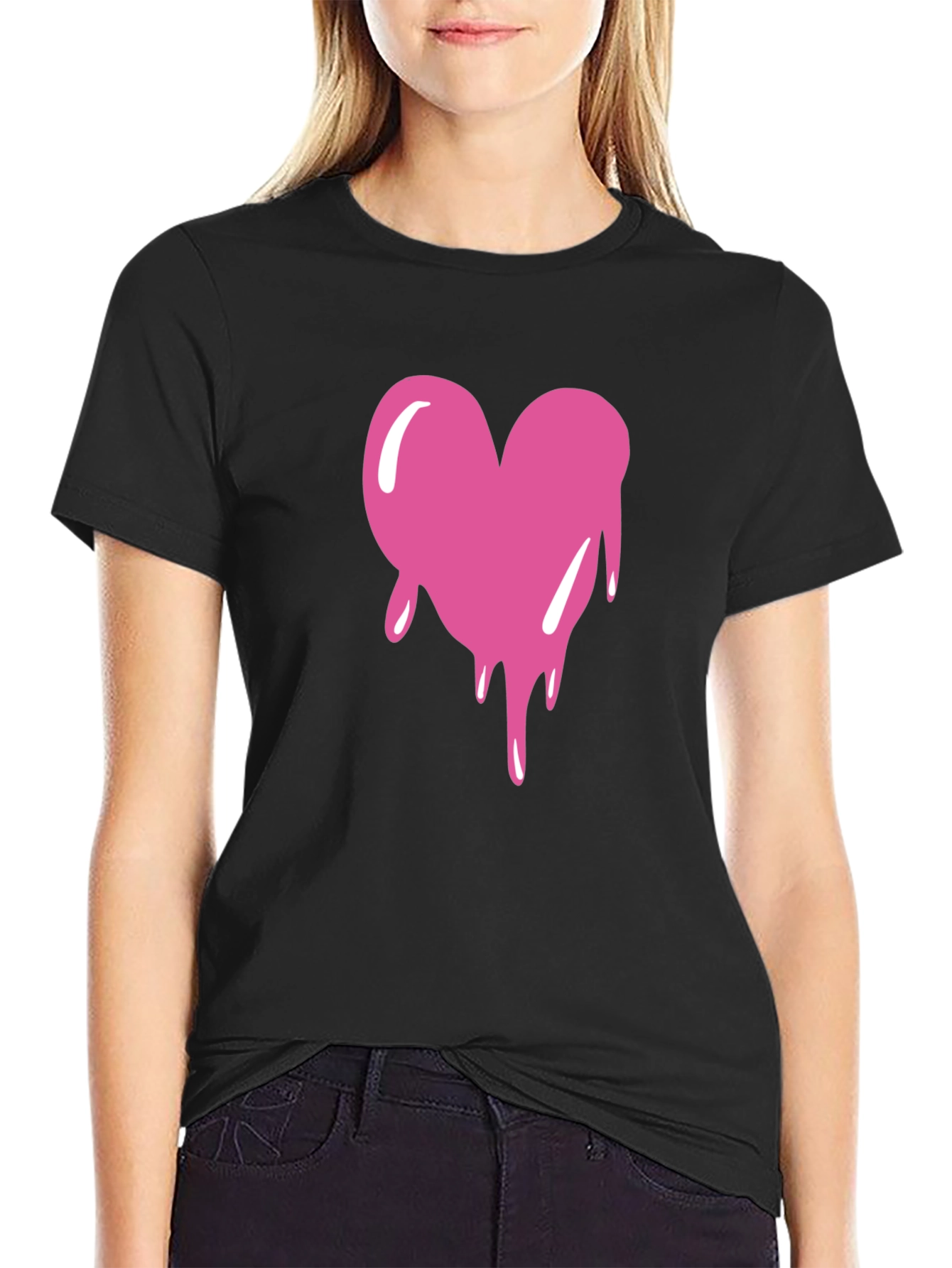 Dripping Heart Graphic Tee - Black T-Shirt