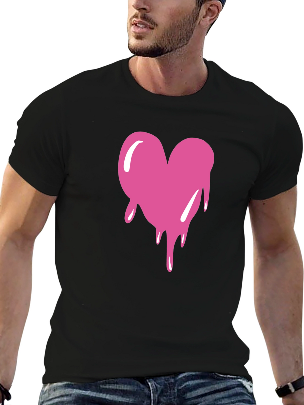 Dripping Heart Graphic Tee - Black T-Shirt