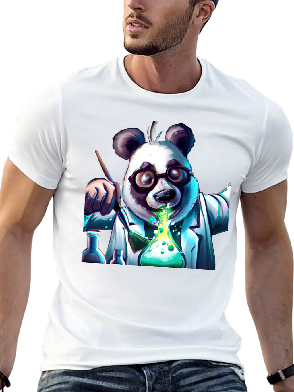 Panda Scientist Graphic T-Shirt - Cool Experiment Design
