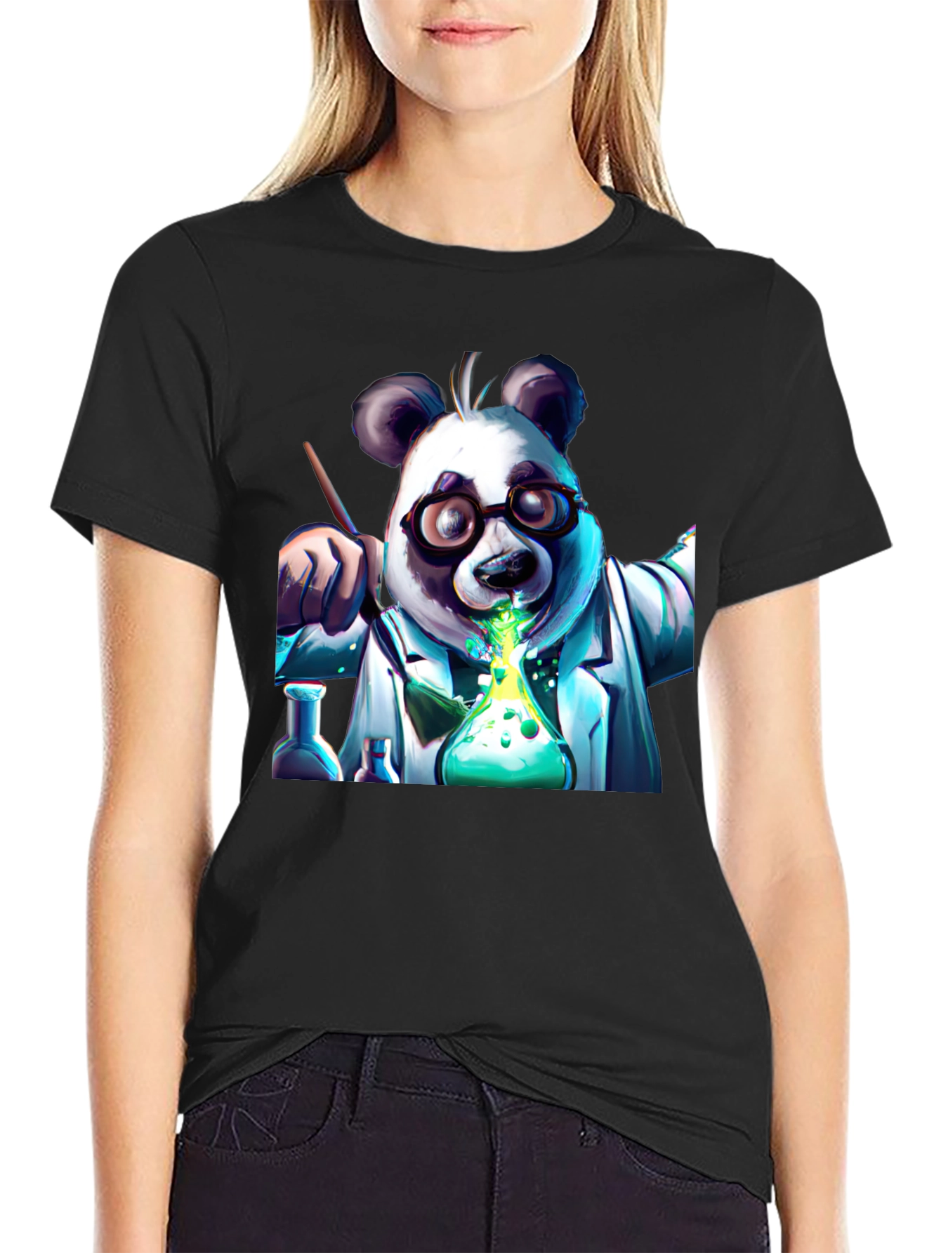 Panda Scientist Graphic T-Shirt - Cool Experiment Design