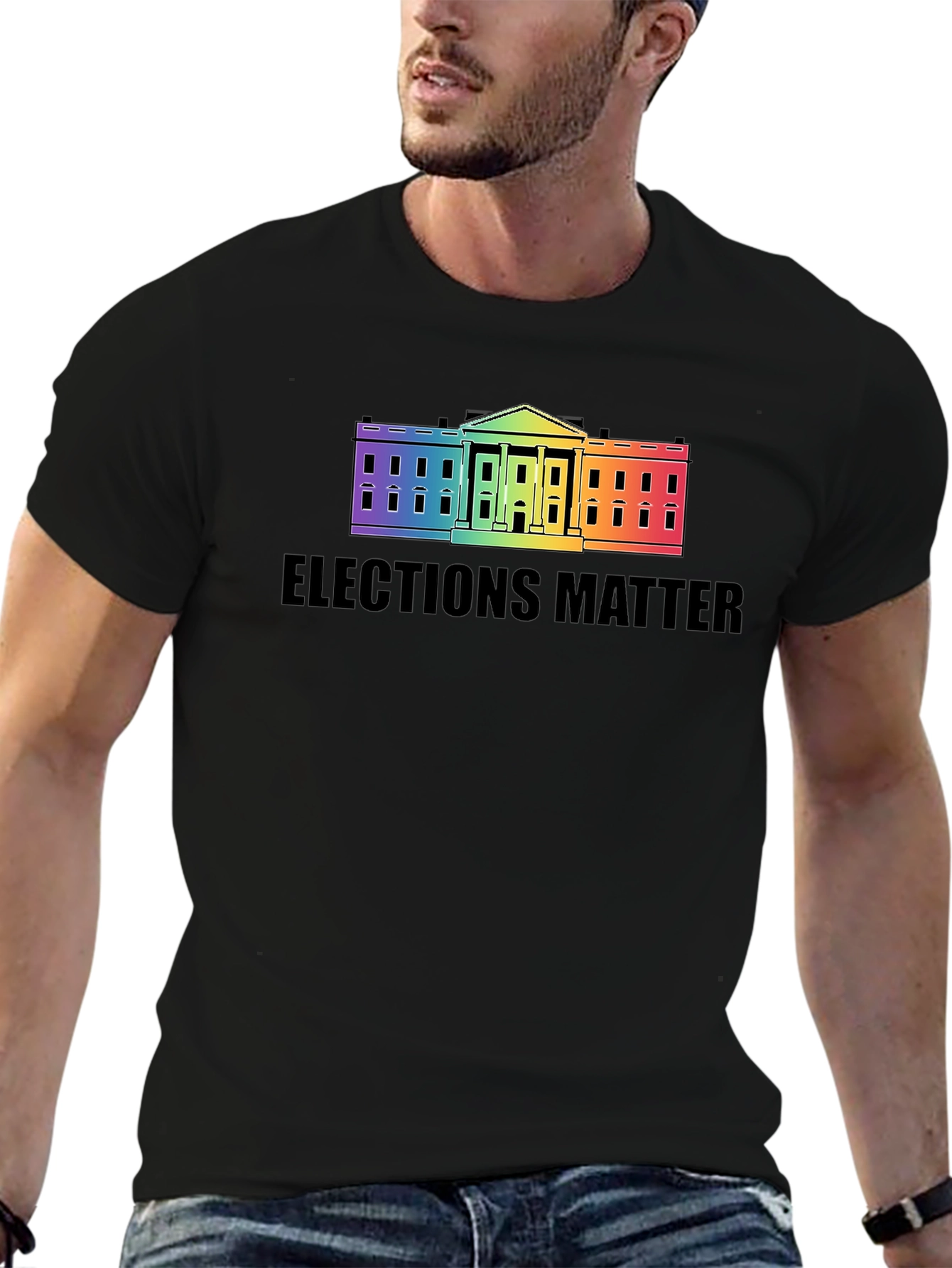 Elections Matter Rainbow White House Graphic T-Shirt