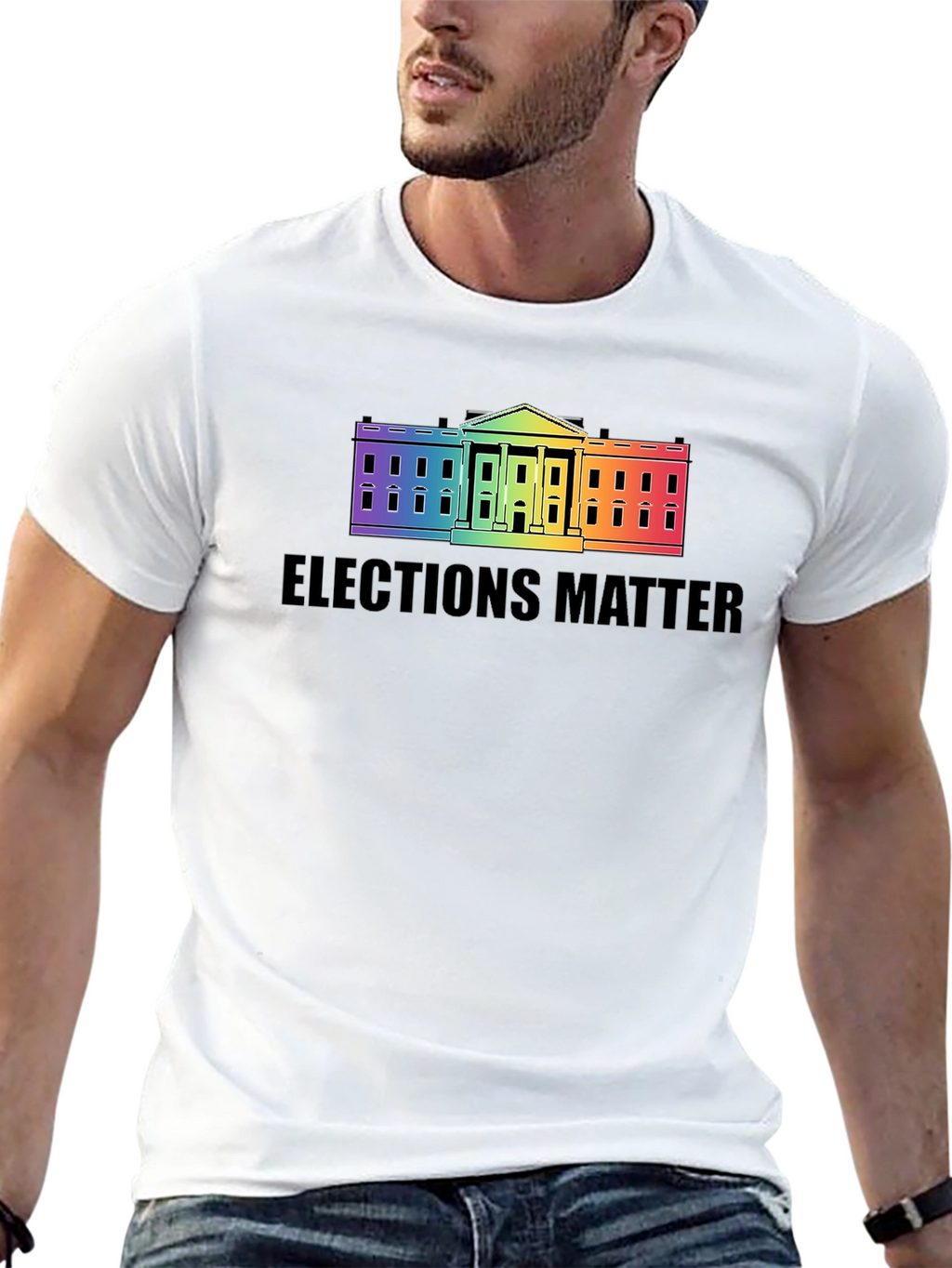 Elections Matter Rainbow White House Graphic T-Shirt