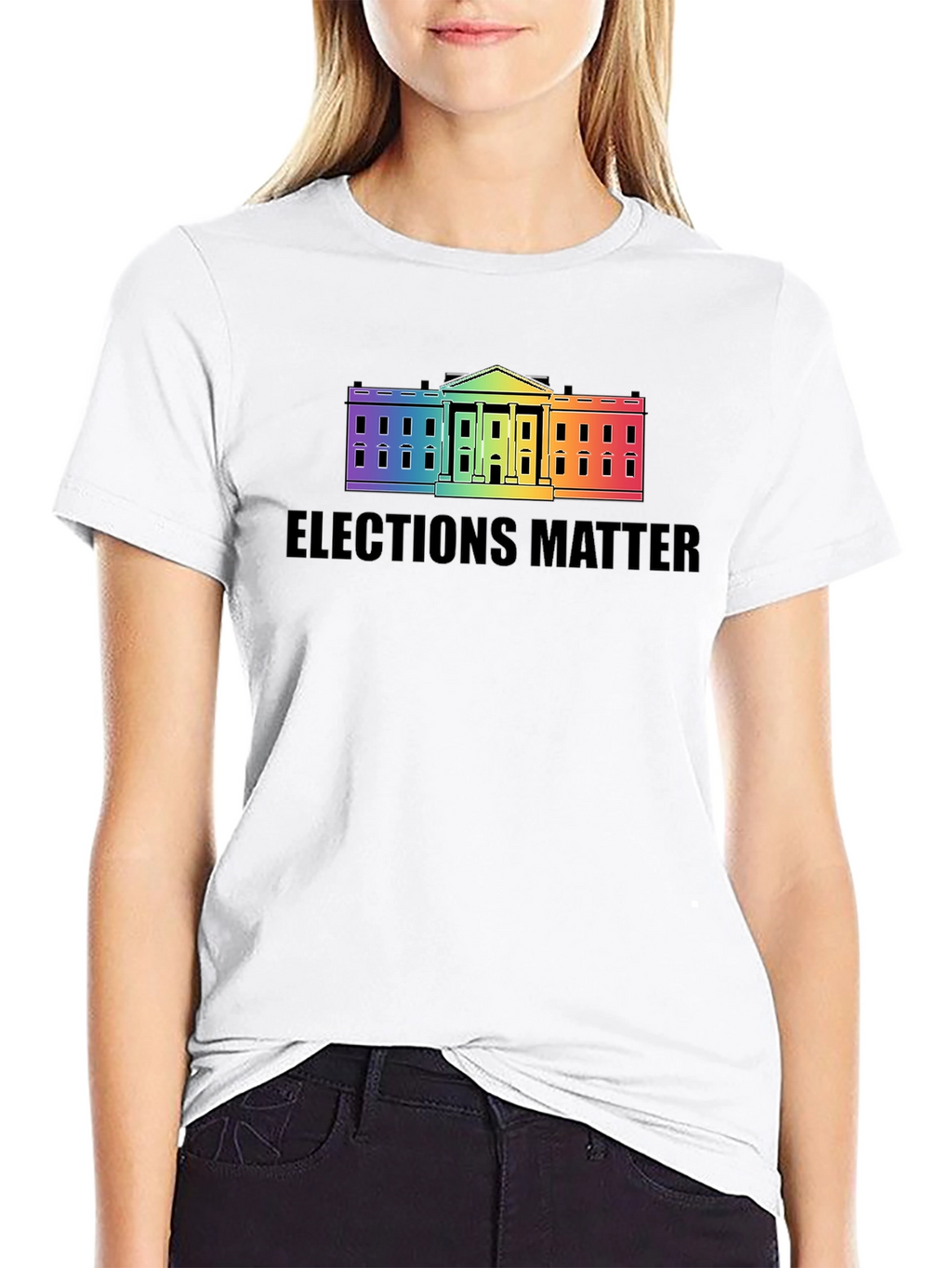 Elections Matter Rainbow White House Graphic T-Shirt
