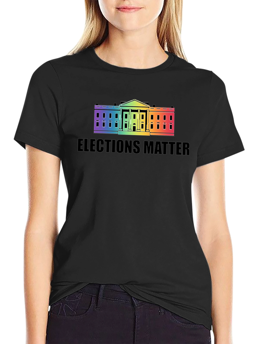 Elections Matter Rainbow White House Graphic T-Shirt