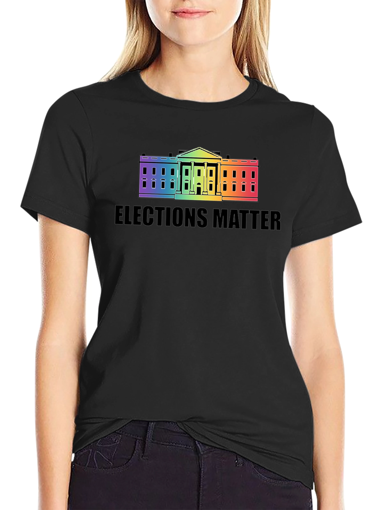 Elections Matter Rainbow White House Graphic T-Shirt