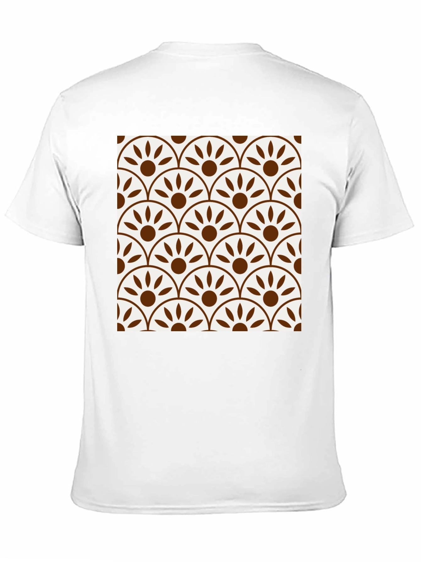 Stylish Black Tee with Retro Fan Pattern Design
