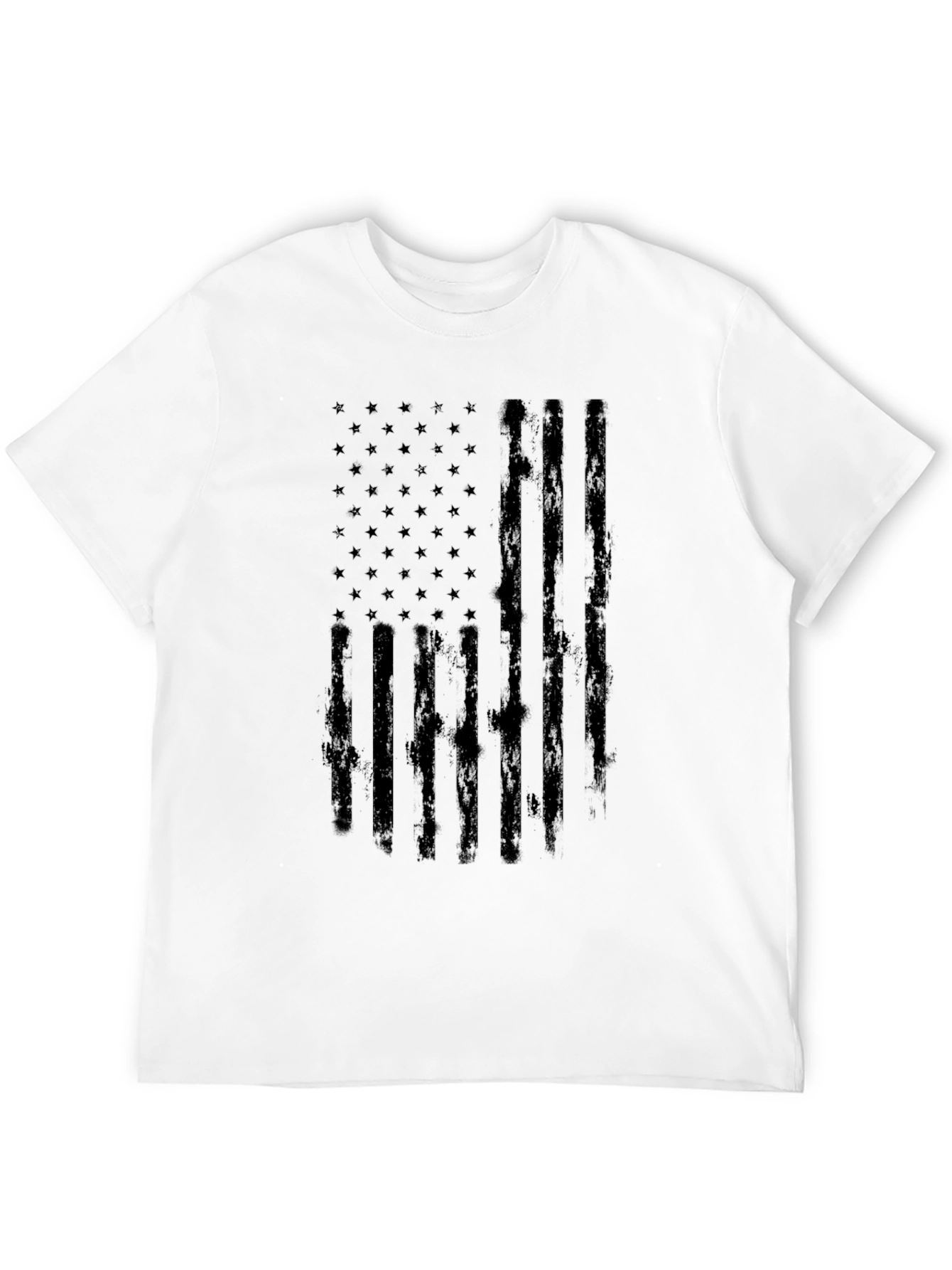Distressed American Flag Graphic Tee - Black
