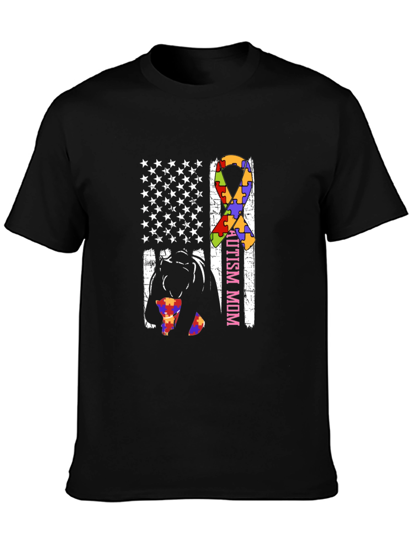 Autism Mom American Flag T-Shirt